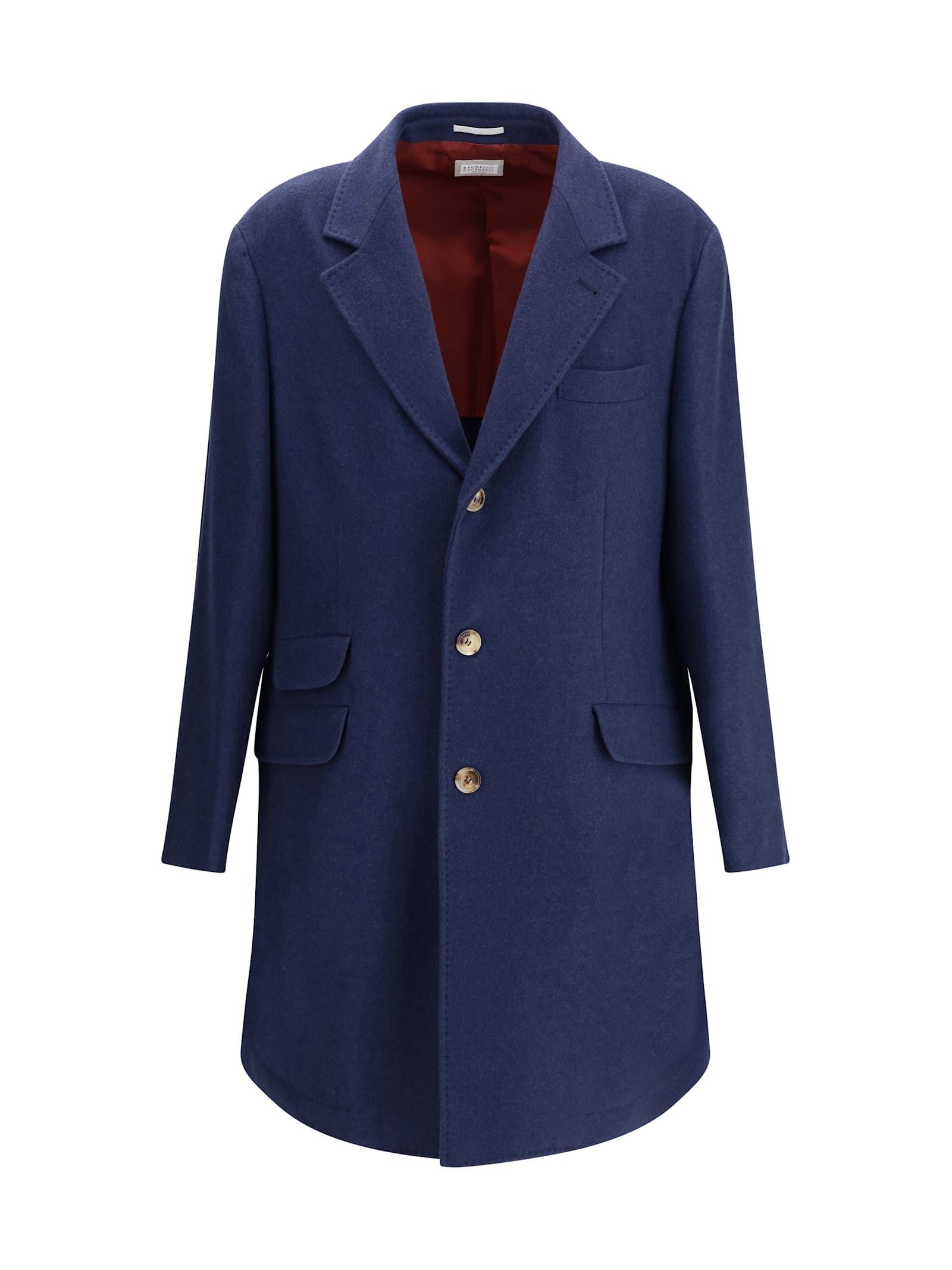 Brunello Cucinelli Lightweight Cloth Coat In Blue