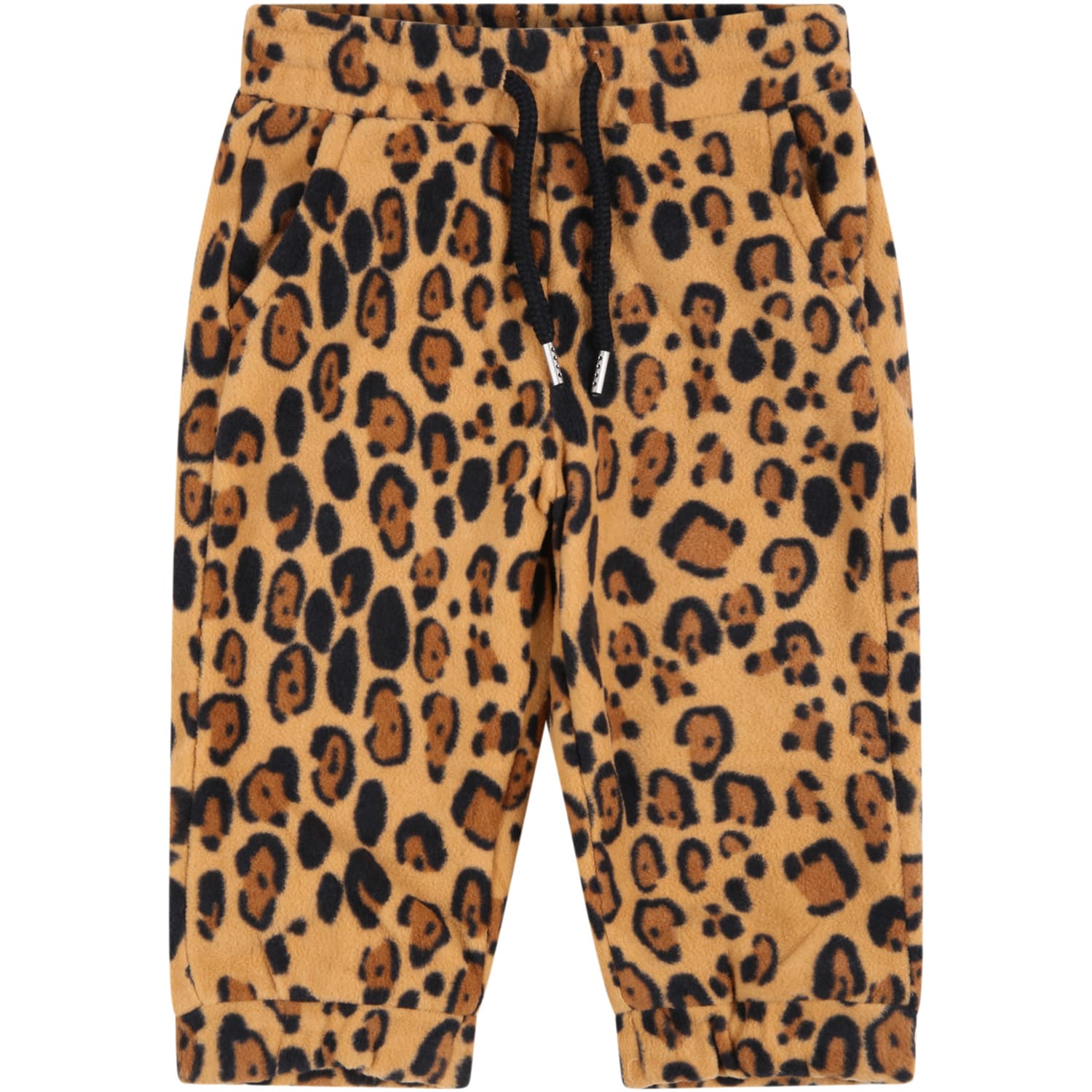 Mini Rodini Beige Sweatpants For Babykids With Leopard Print