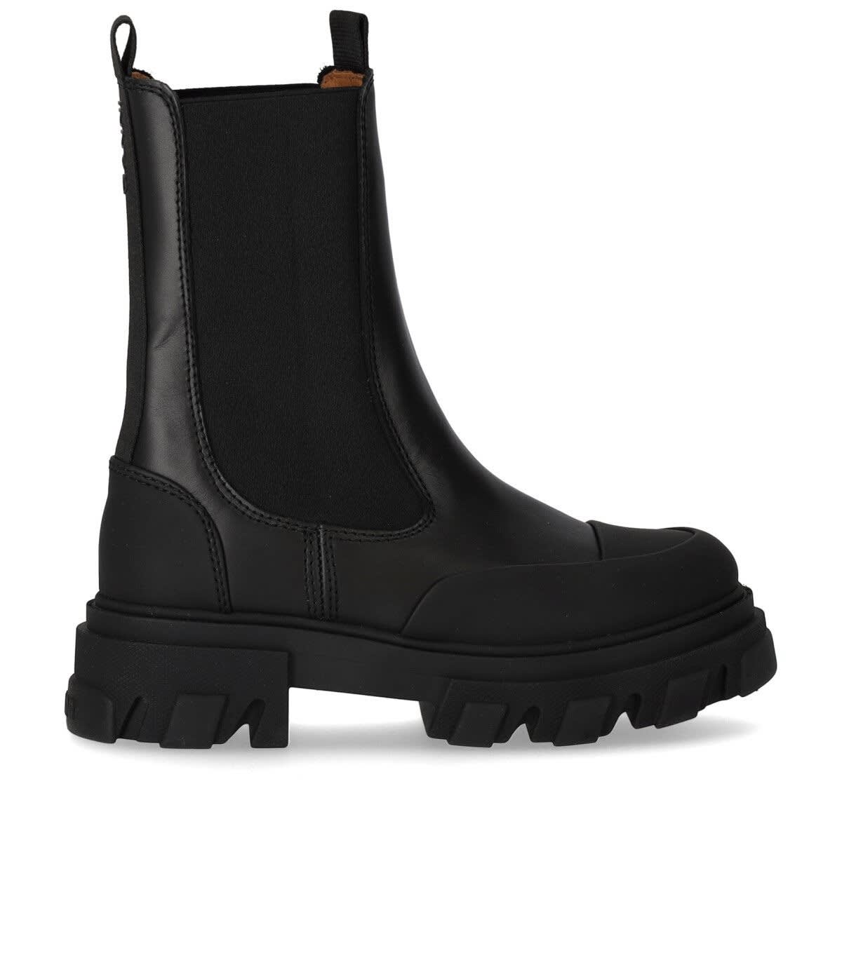 Ganni Black Chelsea Boot With Logo