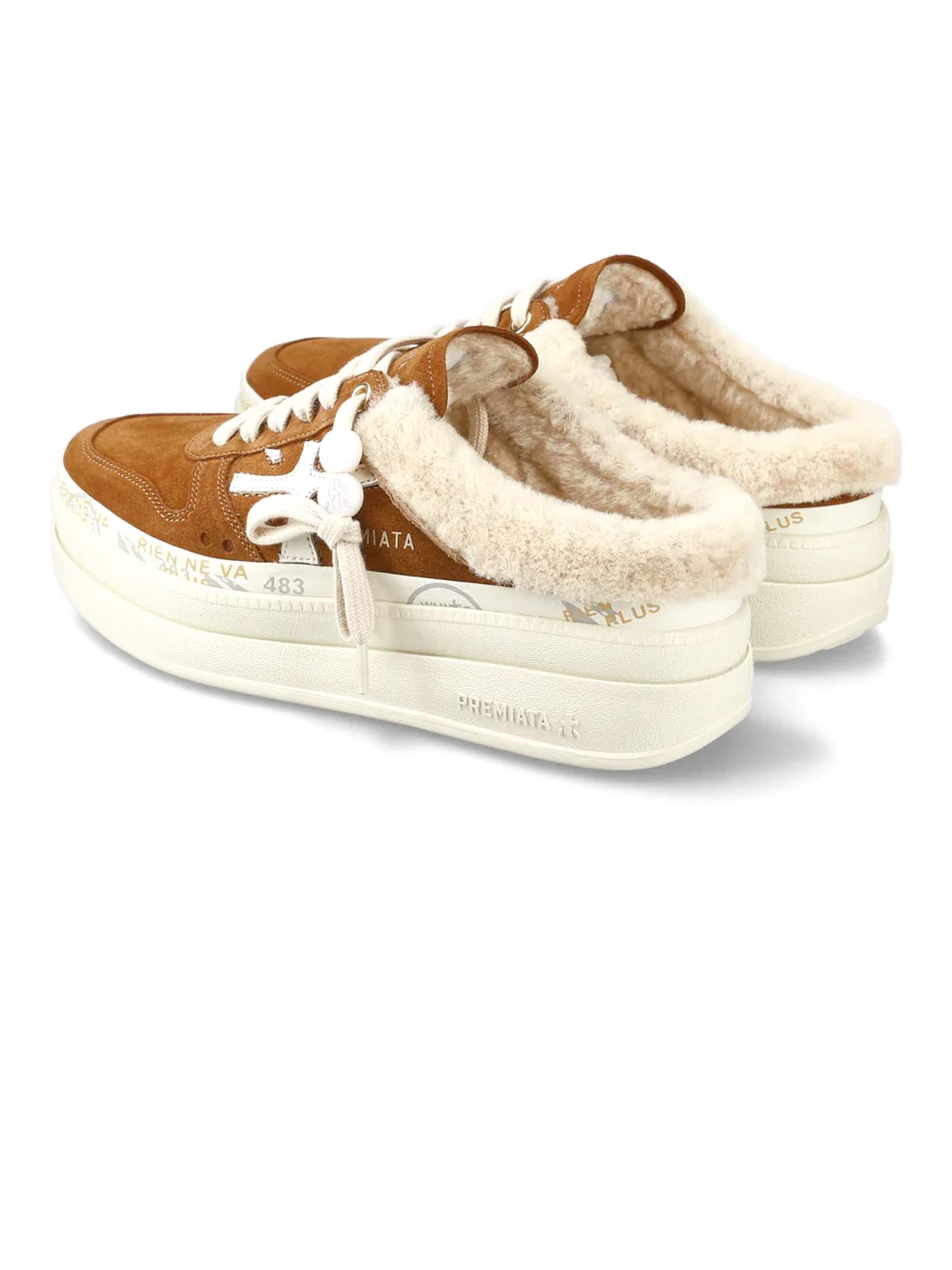 Shop Premiata Beige Suede Micol Sneakers In Brown