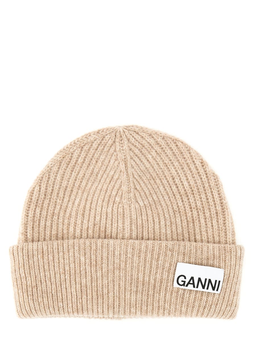Shop Ganni Cappello Beanie A Coste