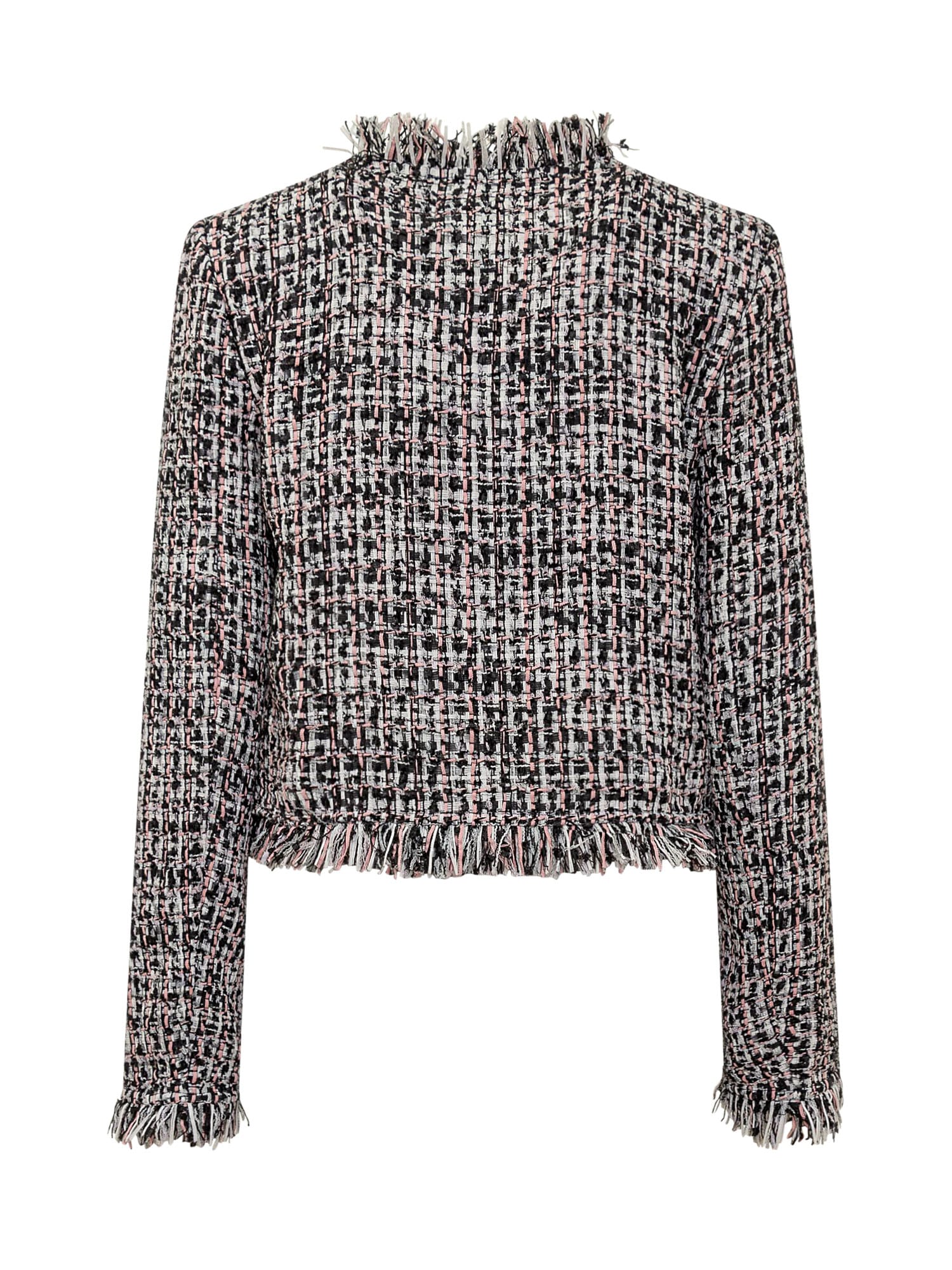 Shop Self-portrait Fringed Boucle Blazer In Black