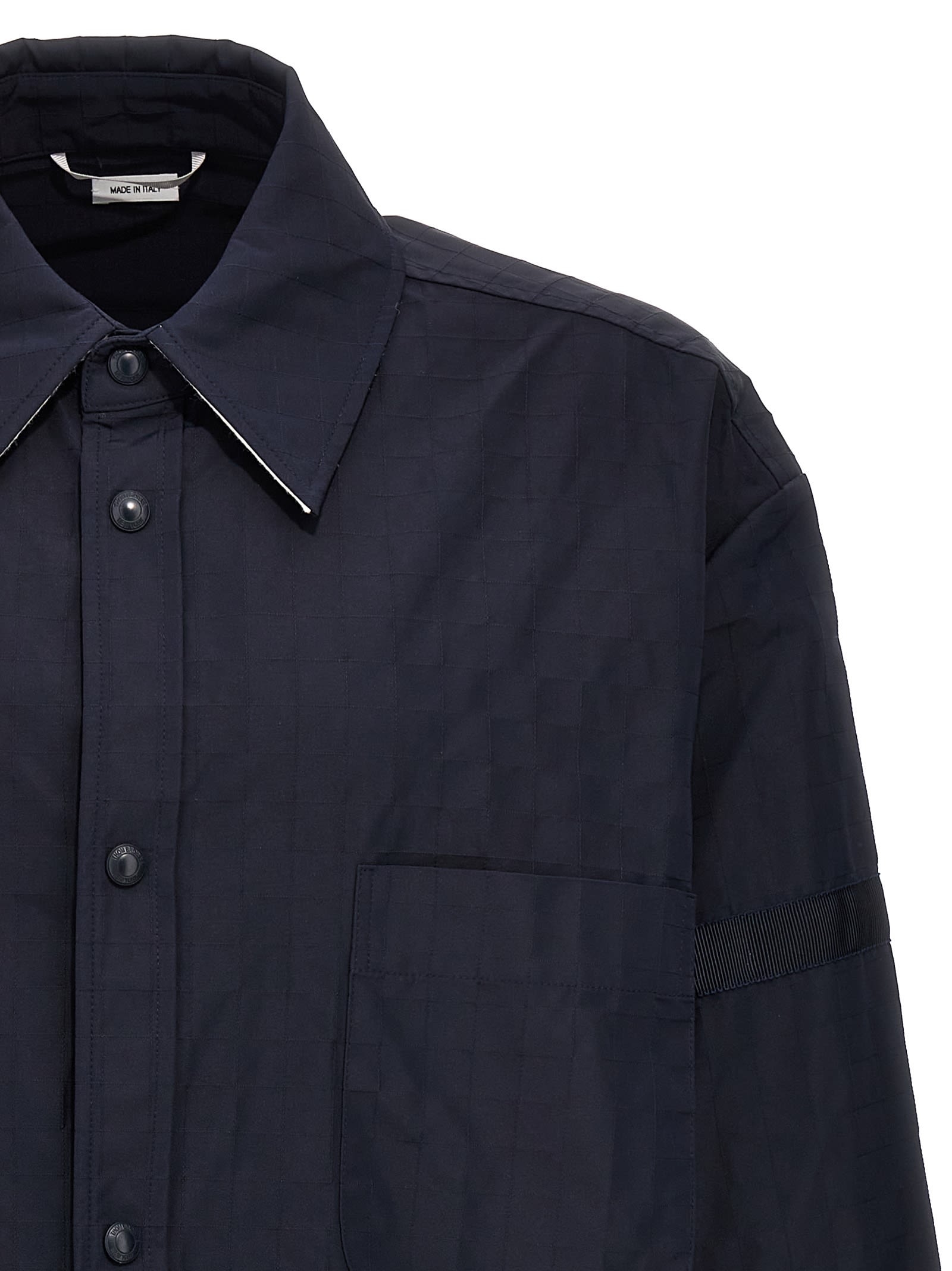 Shop Thom Browne Snap Front Overshirt In Blue