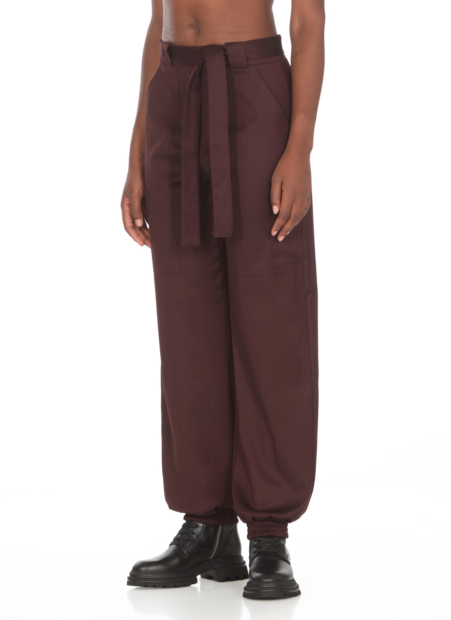 Shop Pinko Caproni Pants In Bordeaux