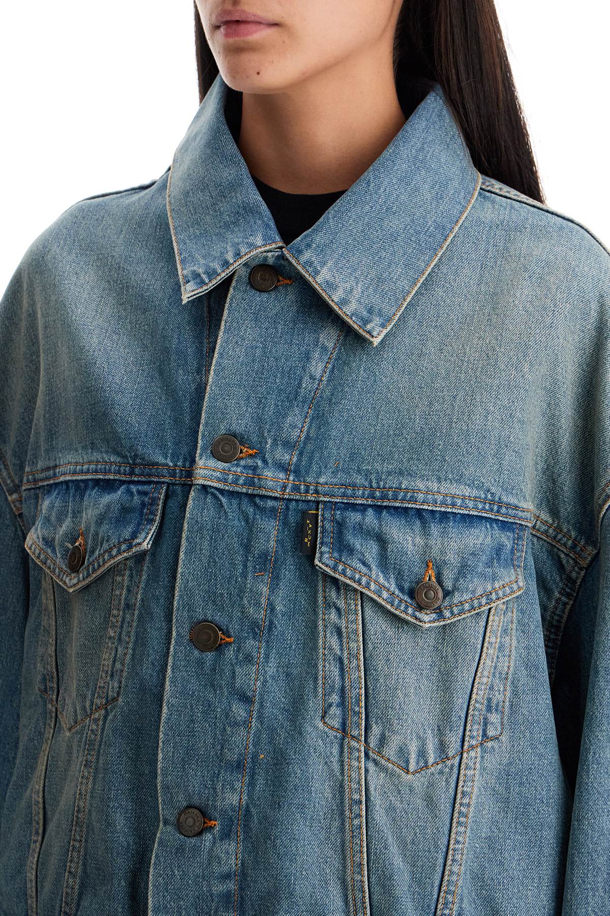 Shop Haikure Denim Boxy Jacket With Spencer In Oil Blue (blue)