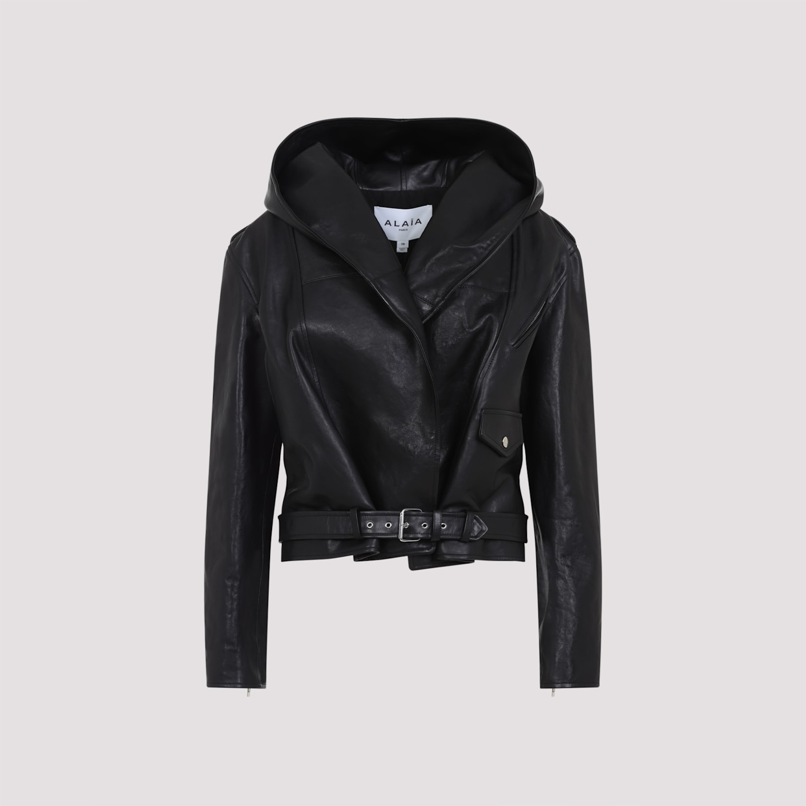 Shop Alaïa Biker Hooded Jacket In Noir Alaia