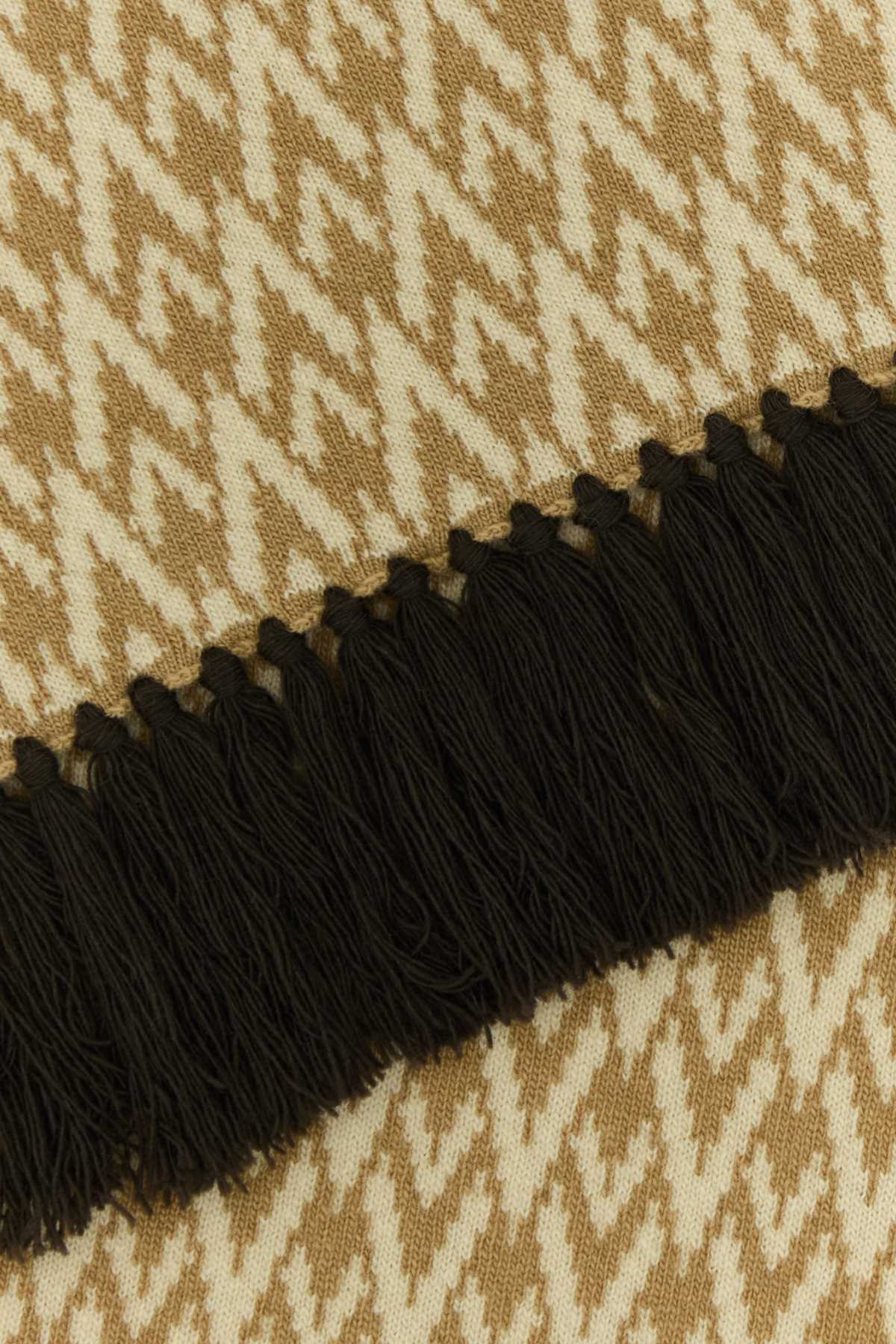 Valentino Garavani Embroidered Wool Toute La V Scarf In Brown