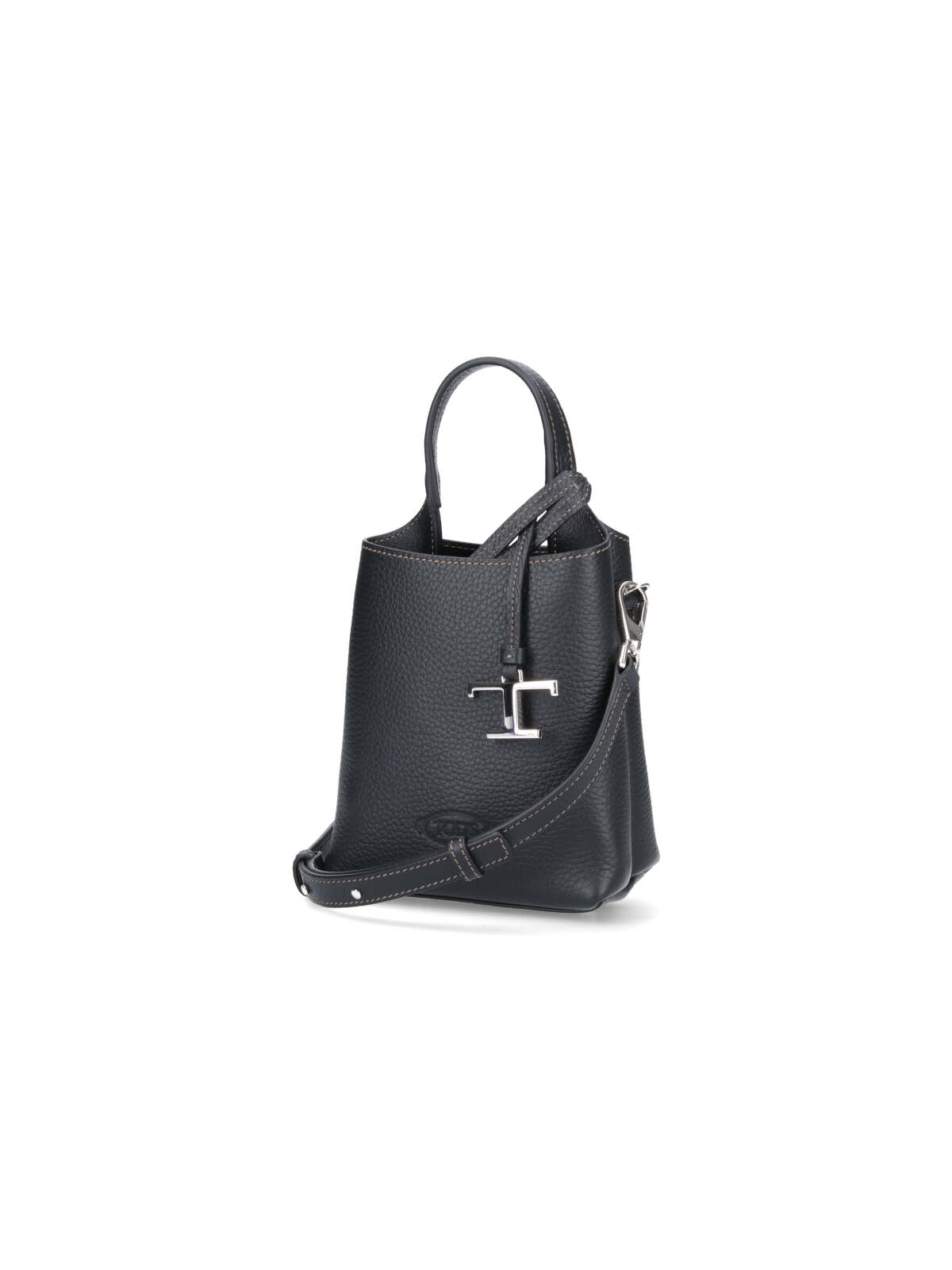 Tod's Micro Leather Shopping Bag In Black