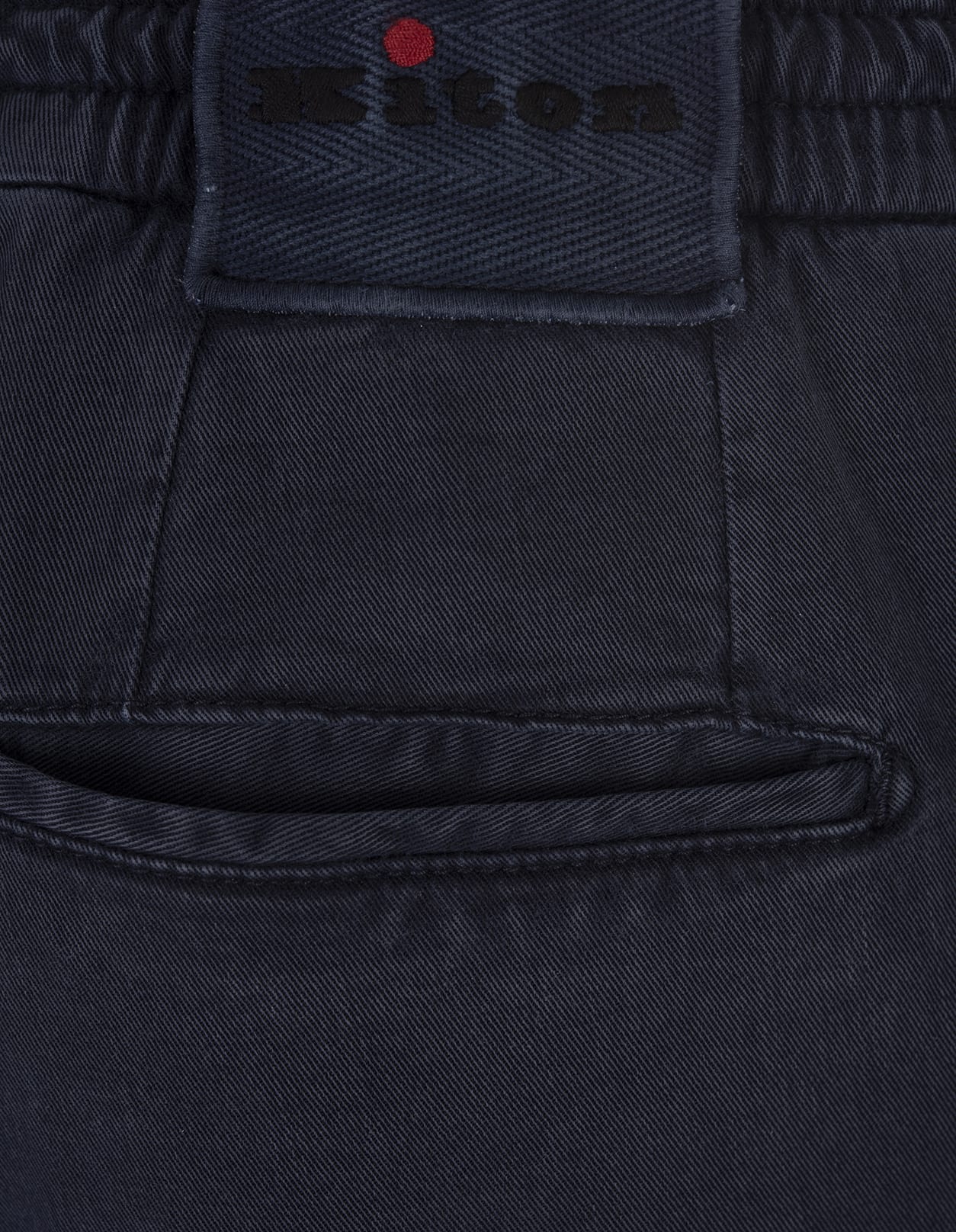 Shop Kiton Dark Blue Trousers With Elasticised Waistband