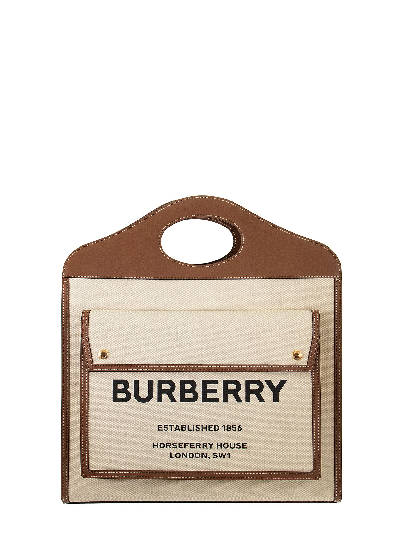 Burberry Medium Pocket Bag In Canvas And Leather