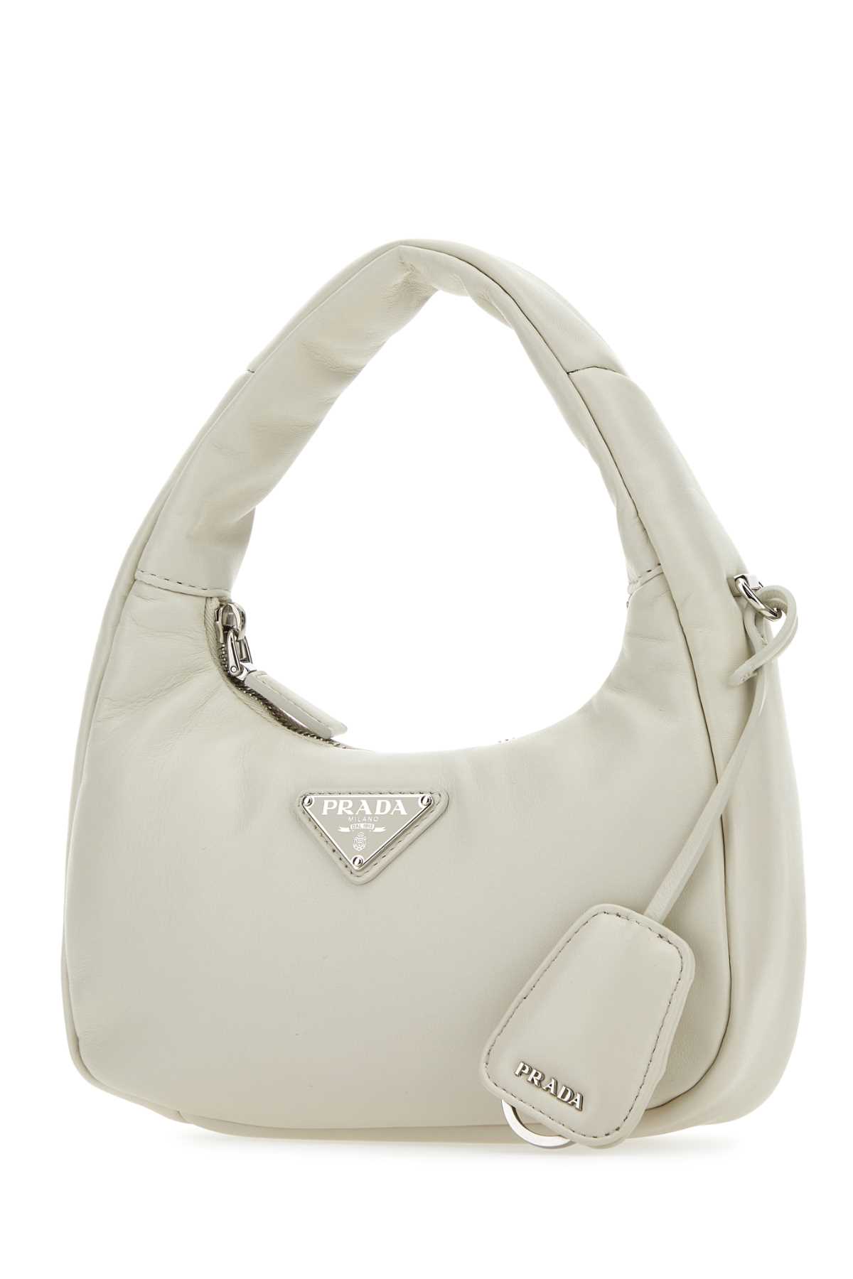 Prada White Nappa Leather Mini  Soft Handbag In Bianco