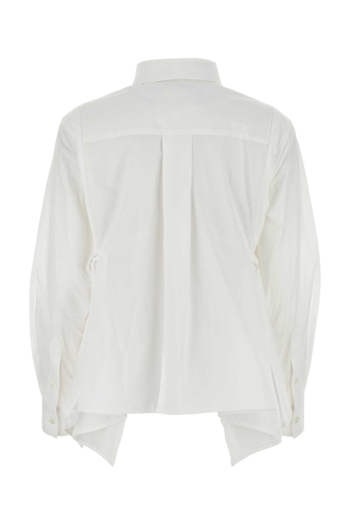 Sacai White Cotton Shirt In Offwhite