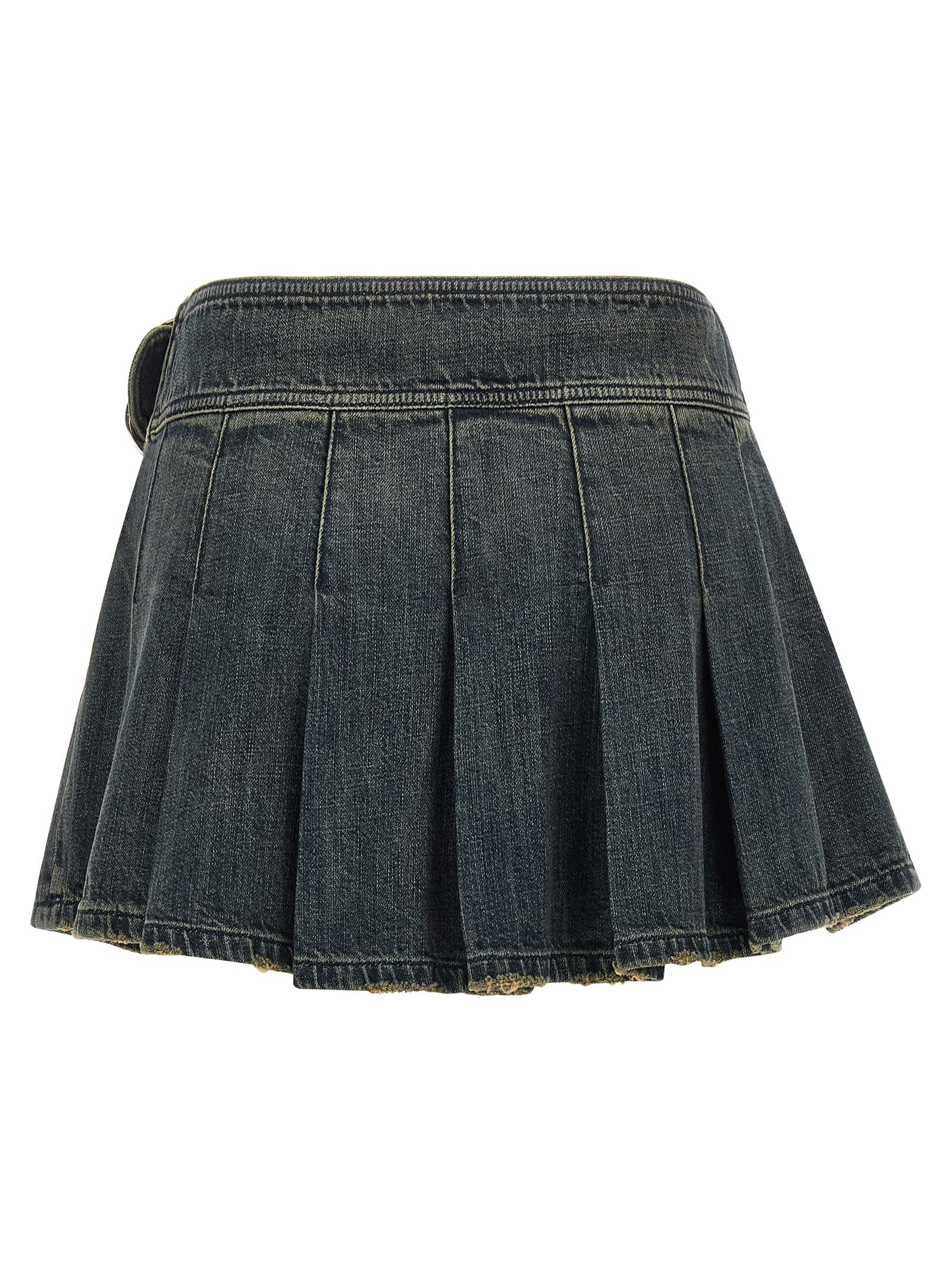Balenciaga Pleated Skirt Featuring Belt Detail In Blue