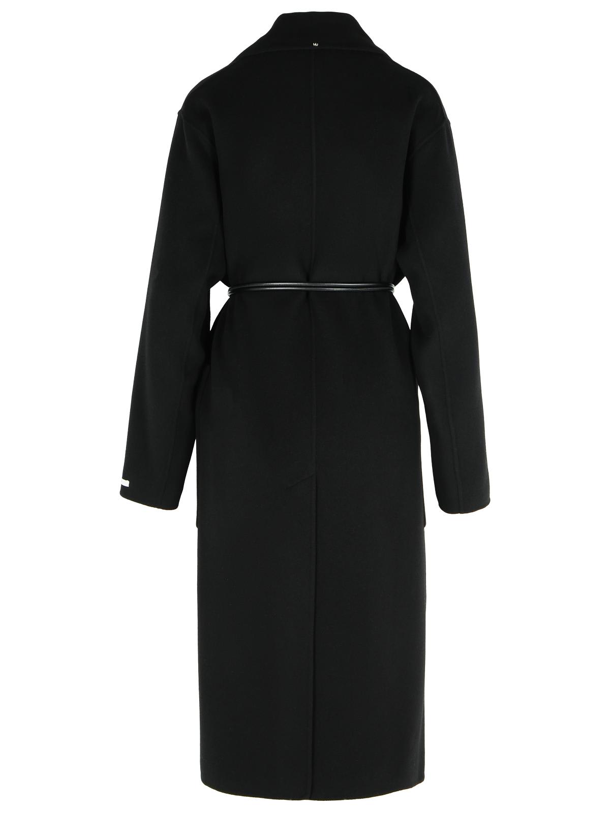 Sportmax Waist Belted Long Coat With Notched Lapels In Black