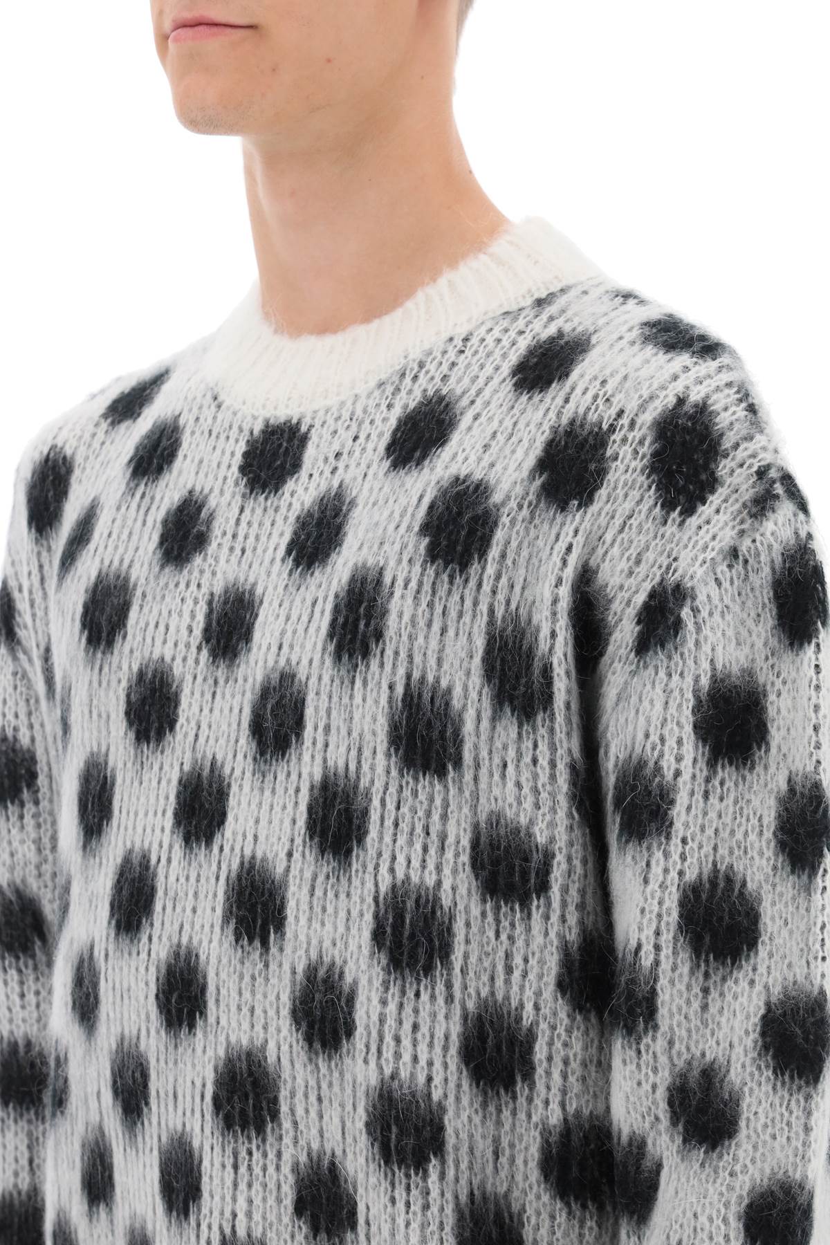 Shop Marni Polka Dot Mohair Sweater In White