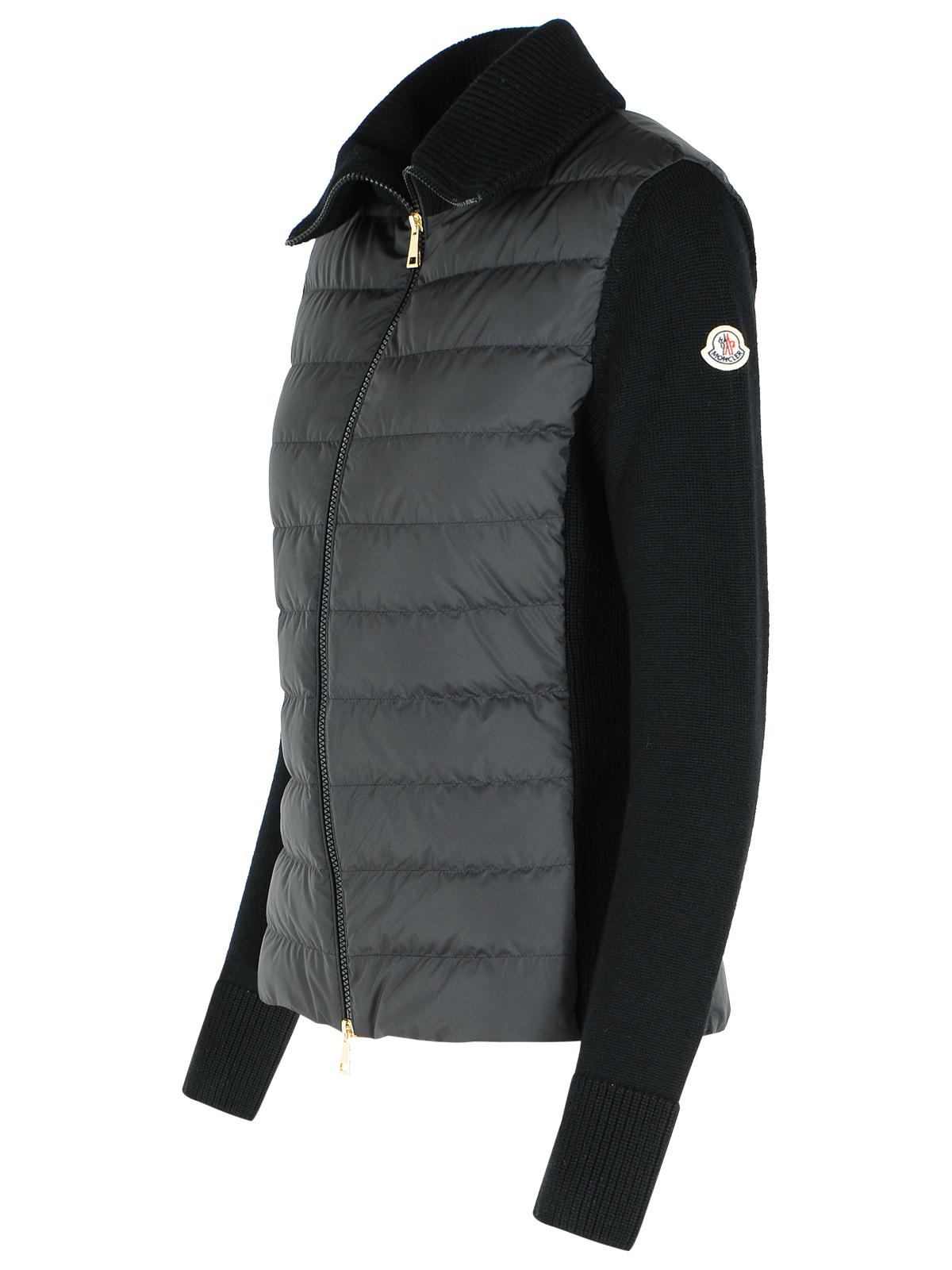 Moncler Black Virgin Wool Blend Jacket In Black