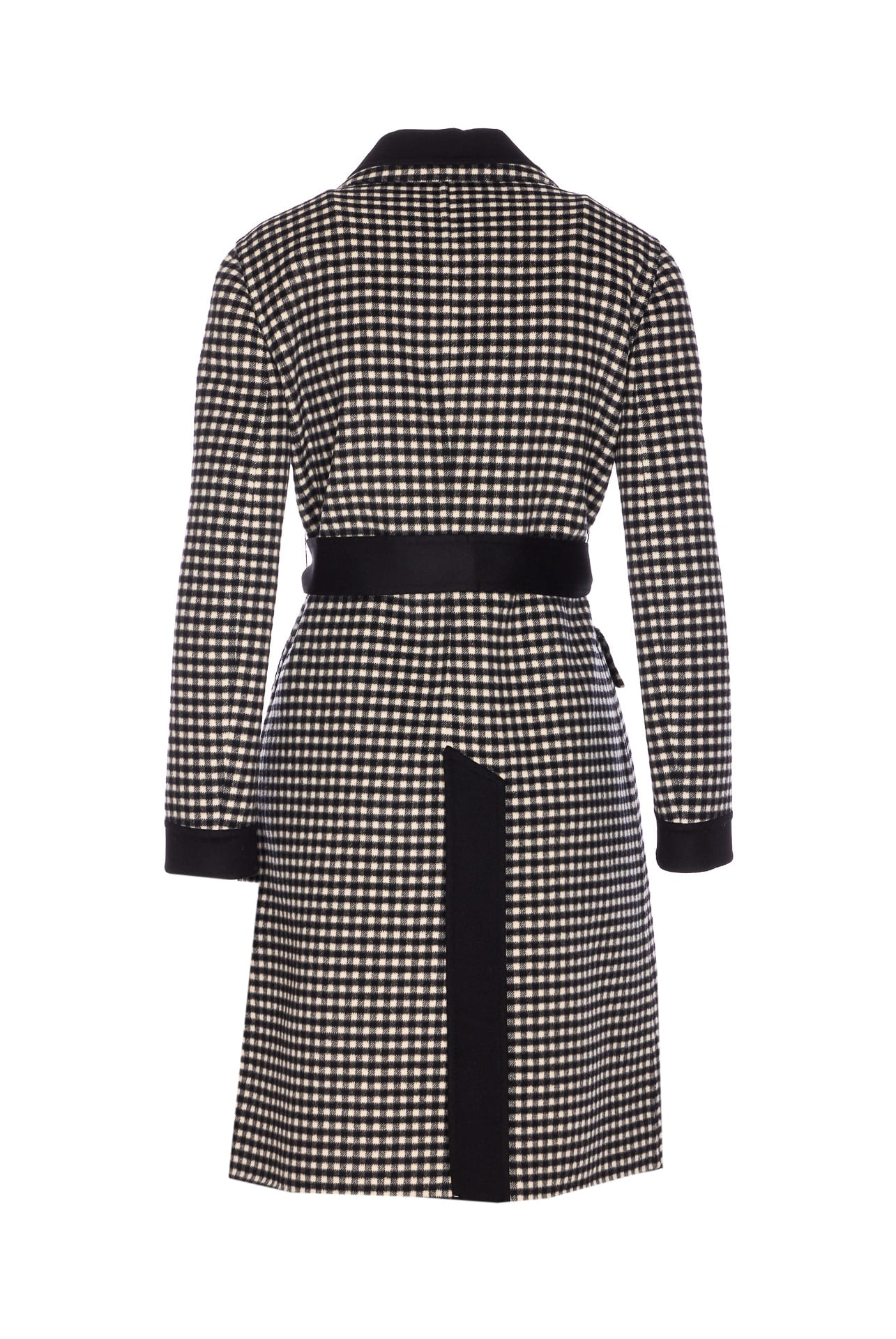 Valentino Womens Avorio Nero Gingham-pattern Wool And Cashmere-blend Coat In Black
