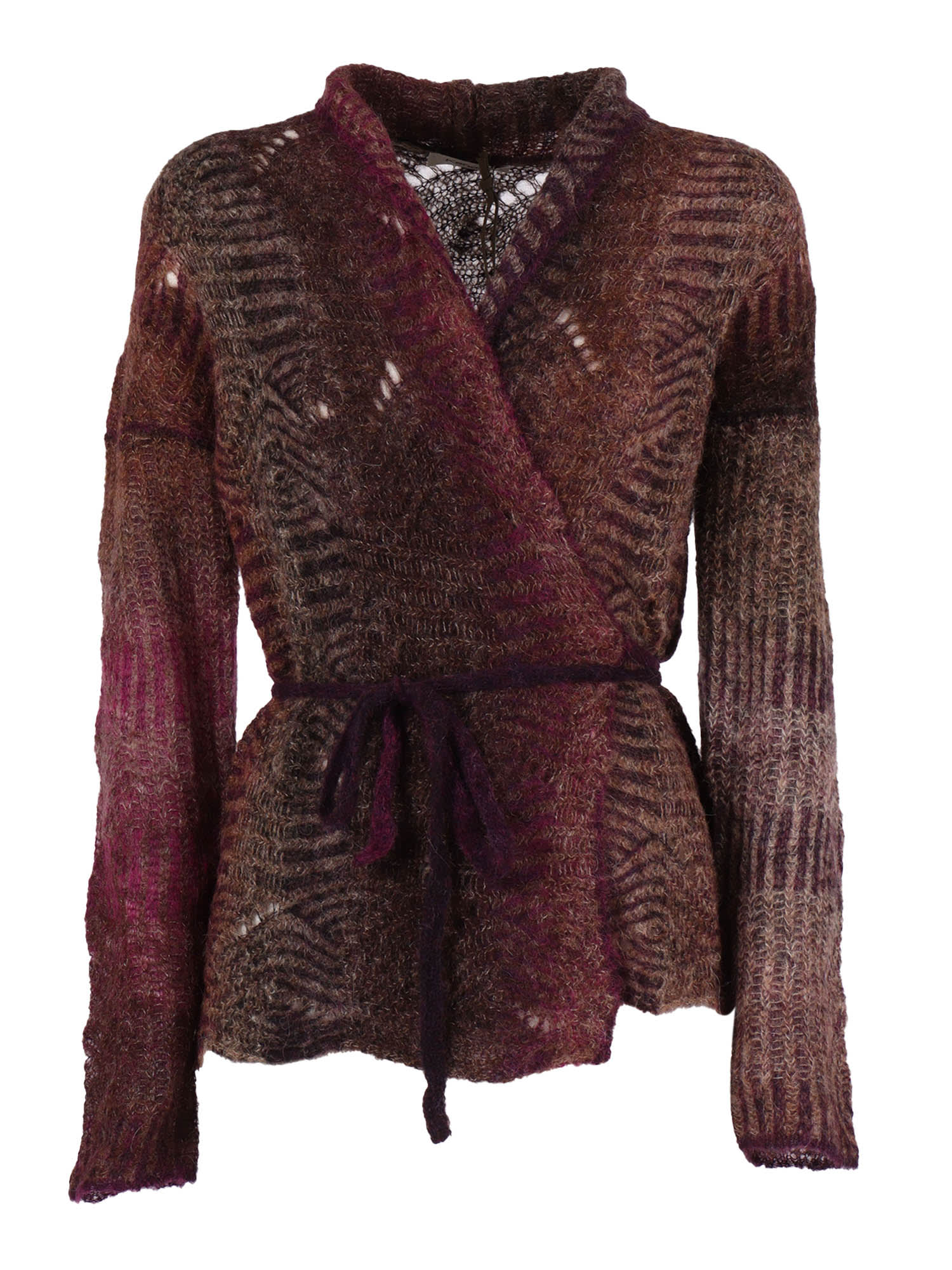 Kangra Cashmere Textured Alpaca Blend Wrap-style Top In Brown