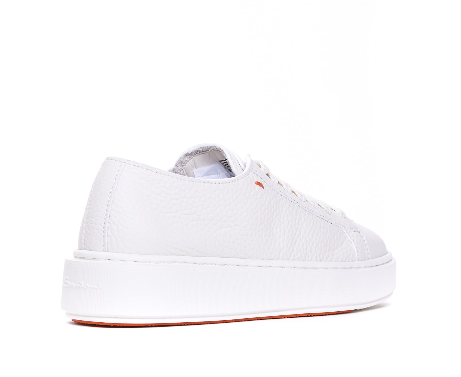 Shop Santoni Bottled Leather Sneakers In White