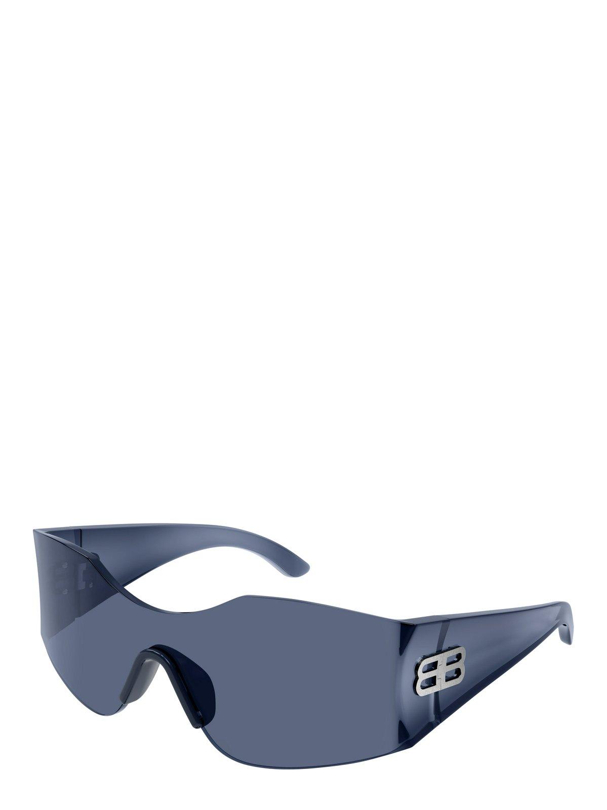 Shop Balenciaga Geometric Frame Sunglasses In 002 Blue Blue Blue