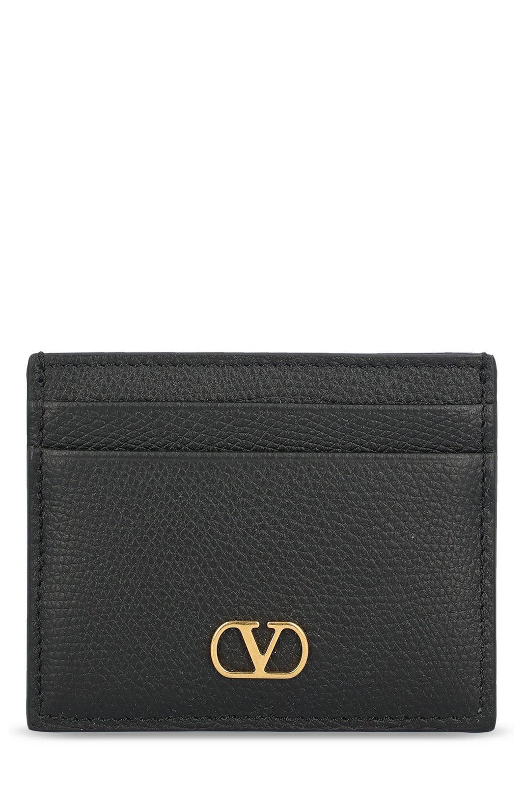 Valentino Vlogo Signature Card Case In Nero