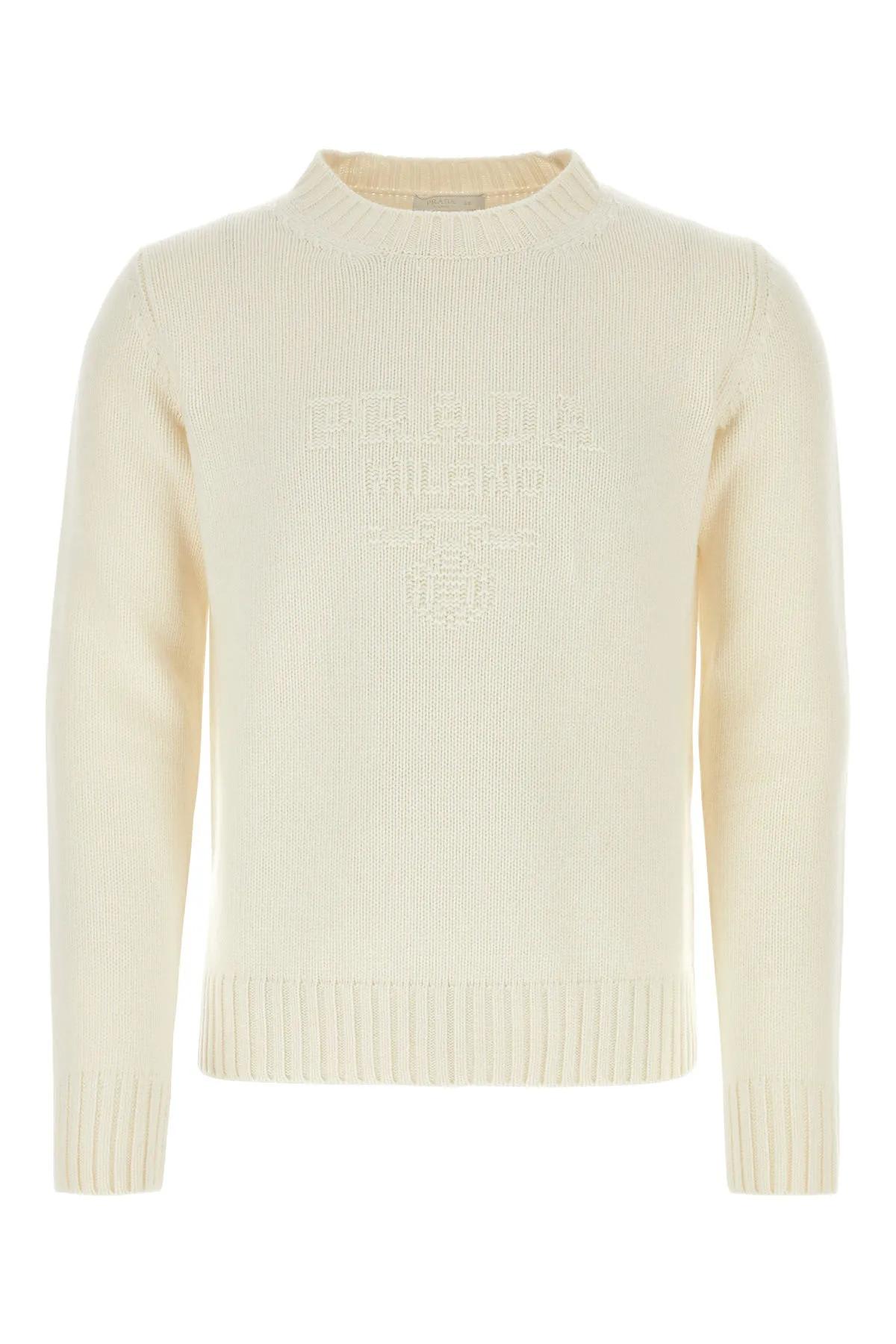 PRADA IVORY WOOL BLEND SWEATER