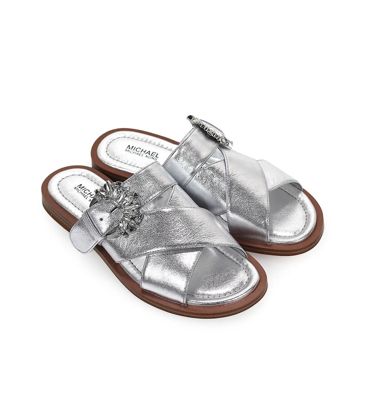 michael kors slides silver