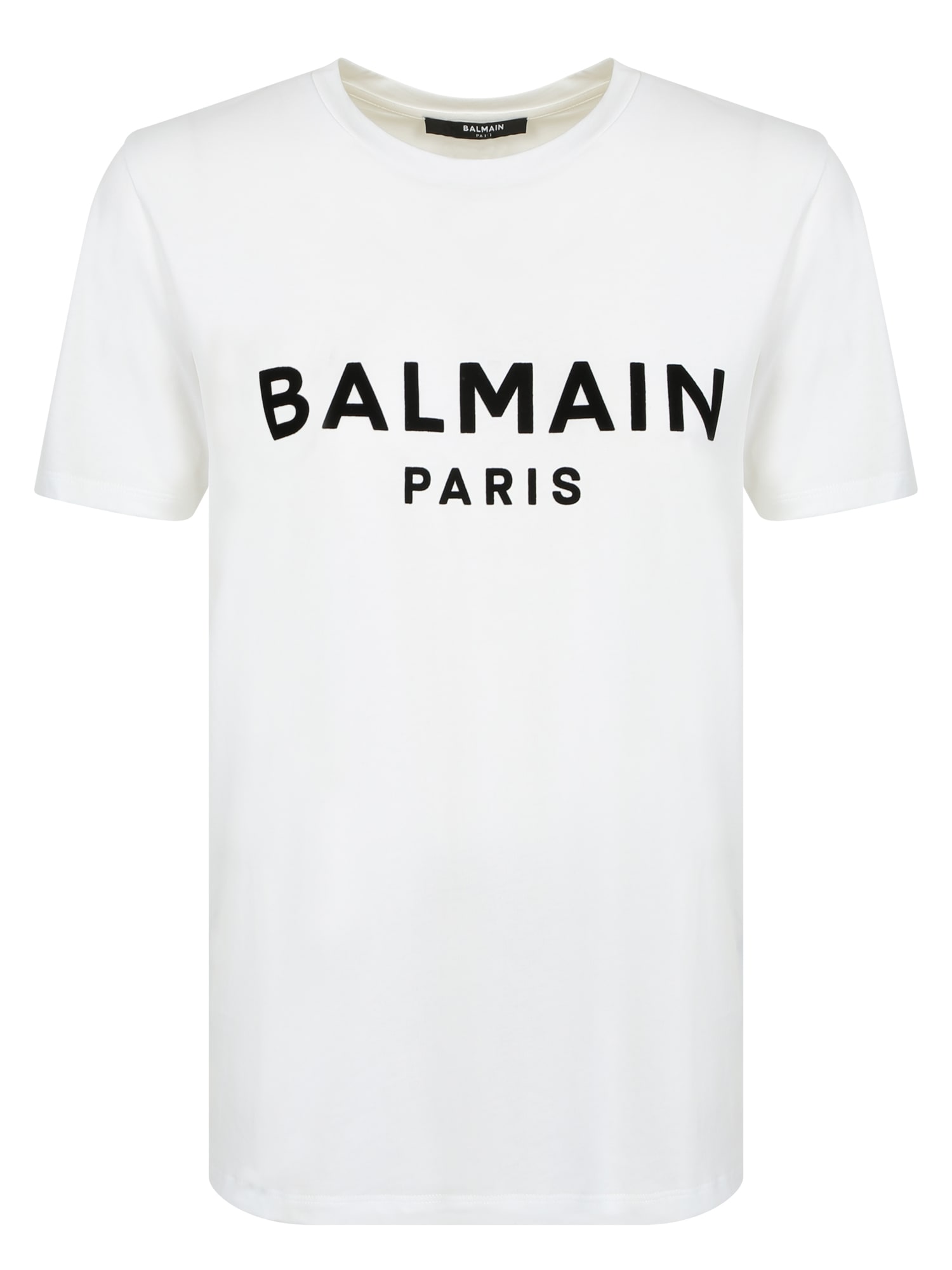 Balmain Flocked T-shirt By; Iconic, Unmistakable And Timeless Logo That Makes The Garment Versatile And Casual
