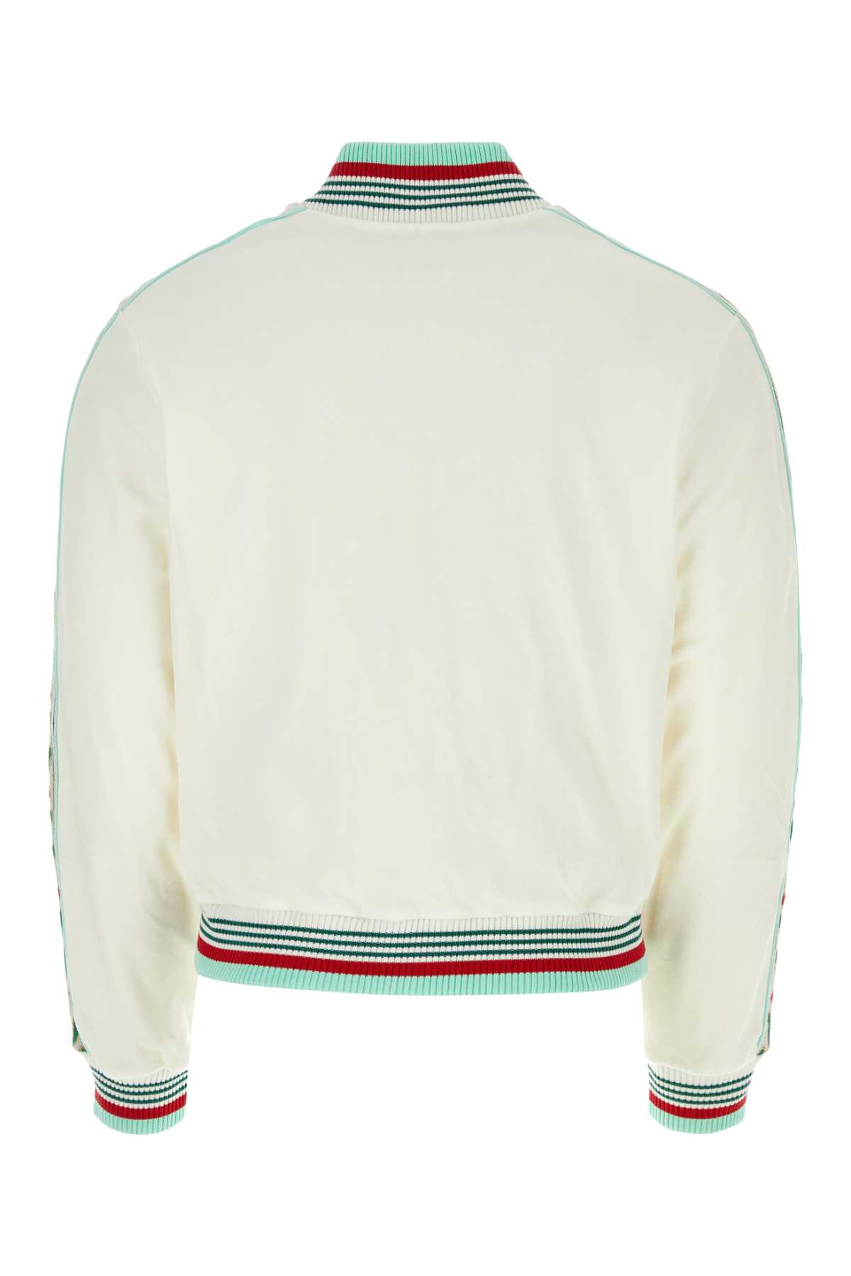 Shop Casablanca White Velvet Sweatshirt In Offwhite