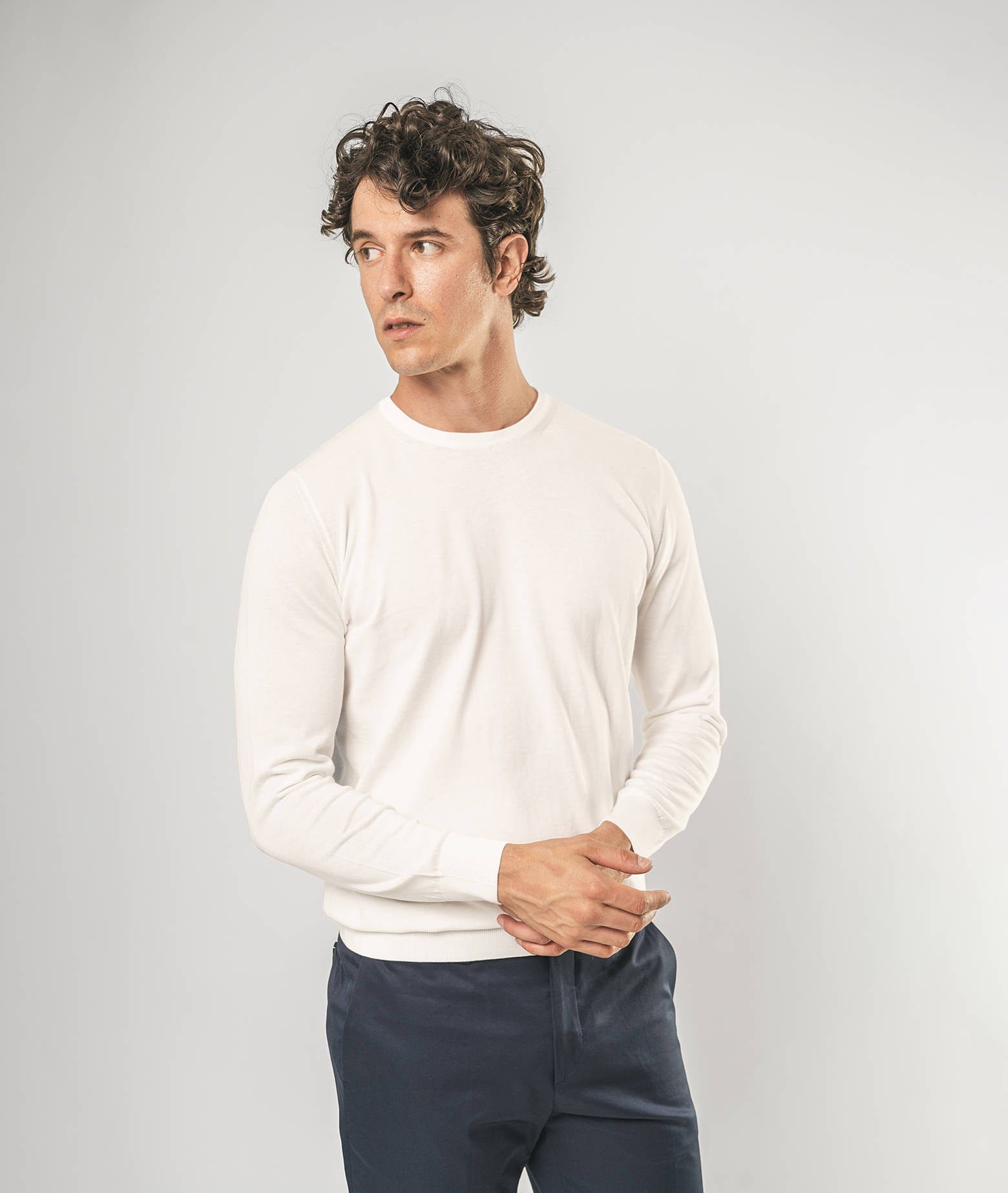 Larusmiani Crewneck Sweater Aspen Sweater In White