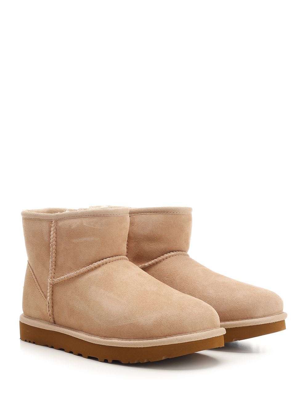 Shop Ugg Classic Mini Ankle Boots In Beige