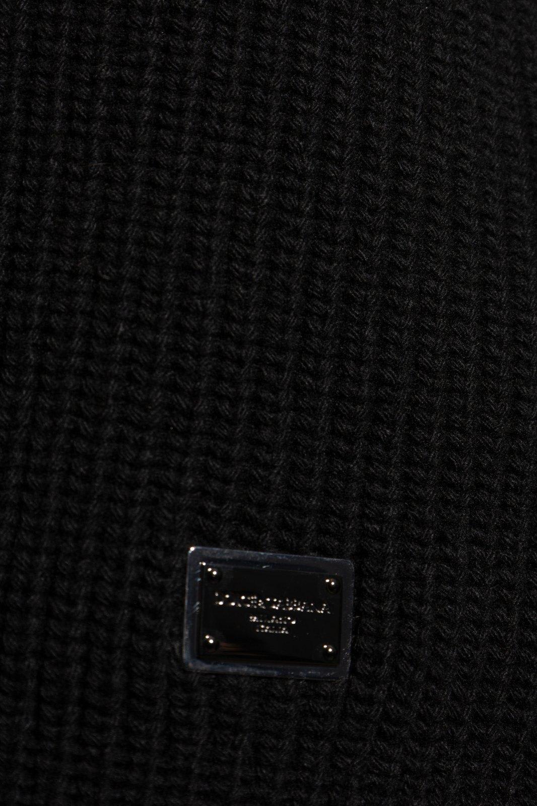 Dolce & Gabbana Wool Sweater With Wide Collar In Black