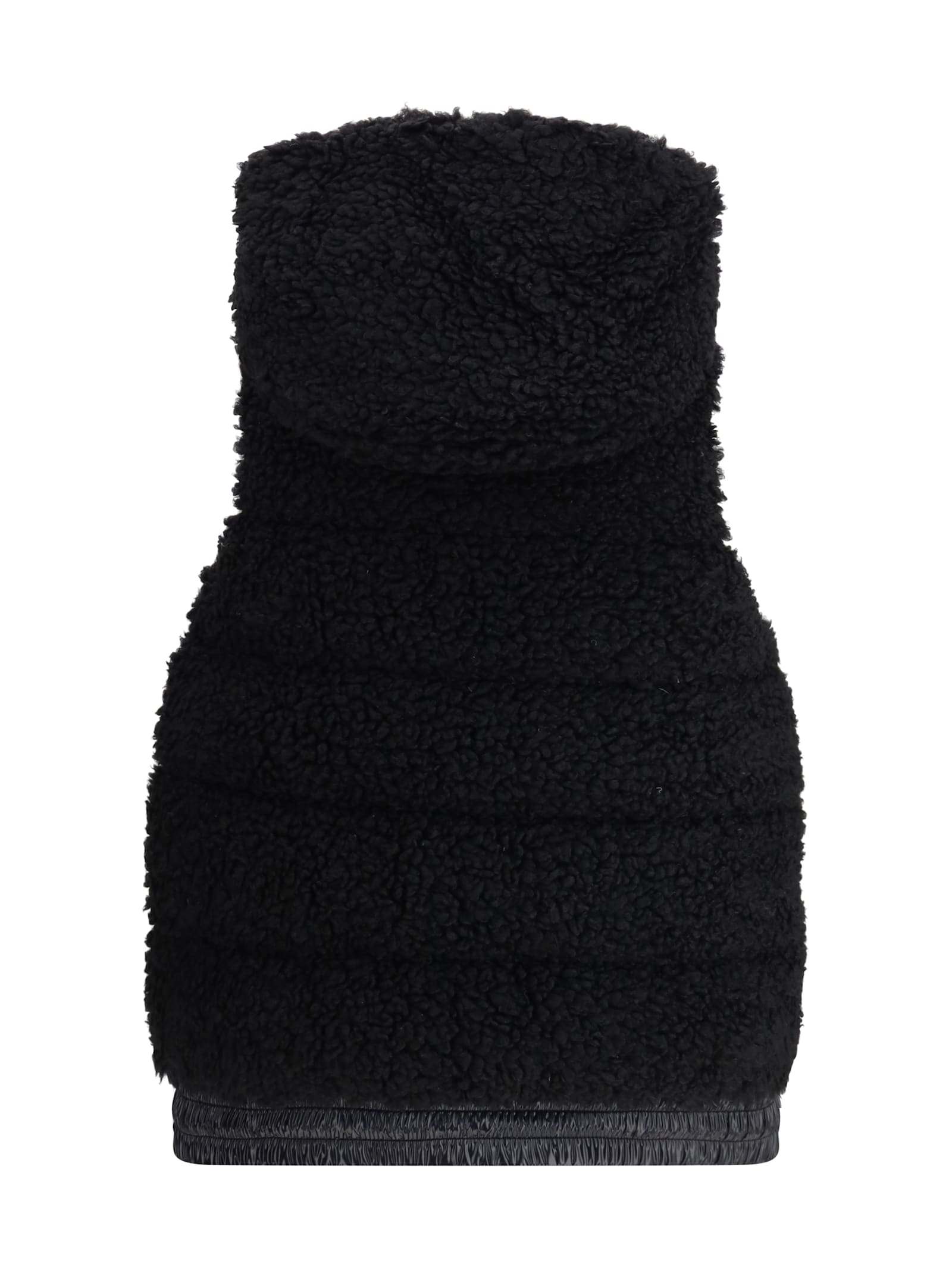 Moncler Padded Gilet With A Wool-effect Texture In Black