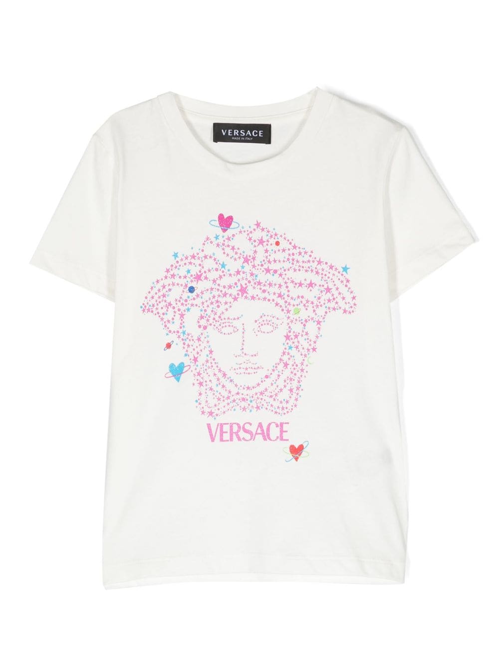 Versace Kids'  T-shirt Bianca In Jersey Di Cotone Bambina In Bianco