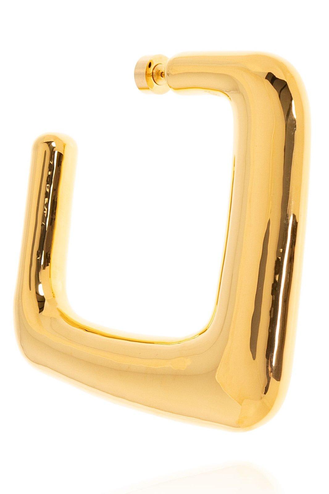 Shop Jacquemus Ovalo Asymmetrical Earrings In Golden