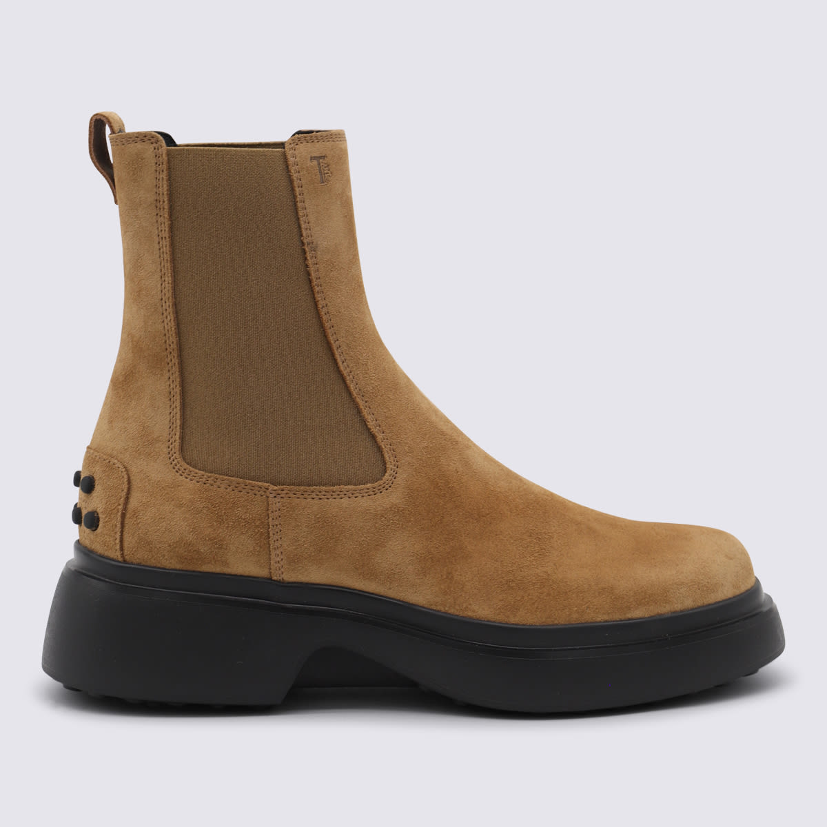 Camel Suede And Leather Boots