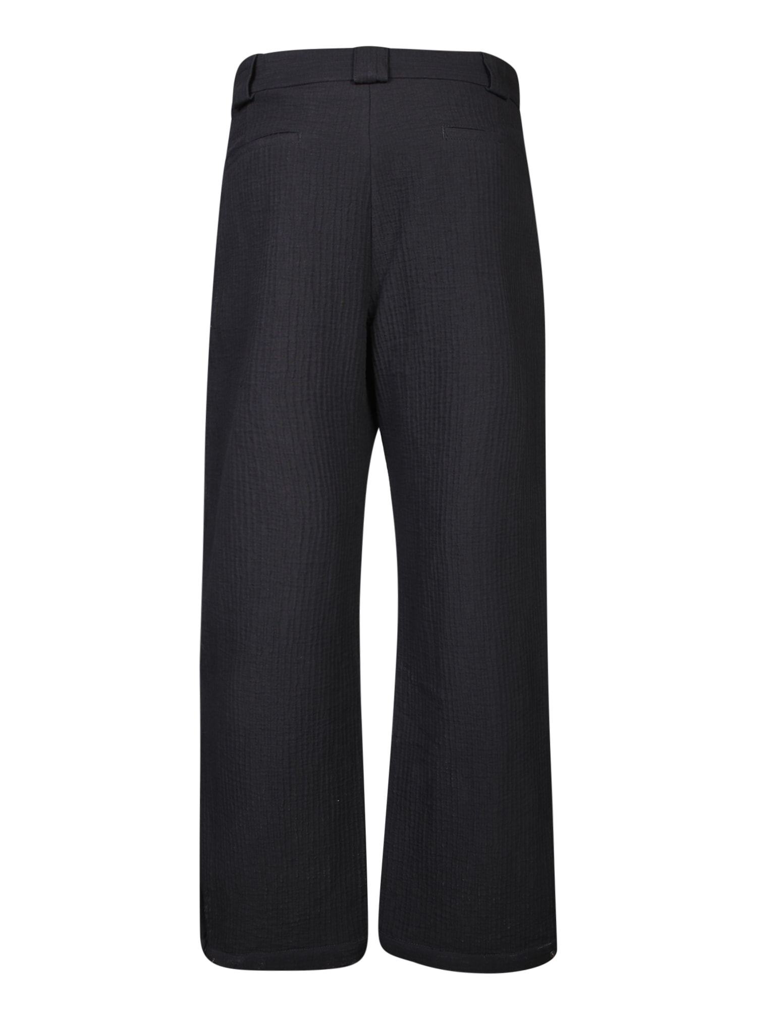 Shop Emporio Armani Ribbed Black Trousers