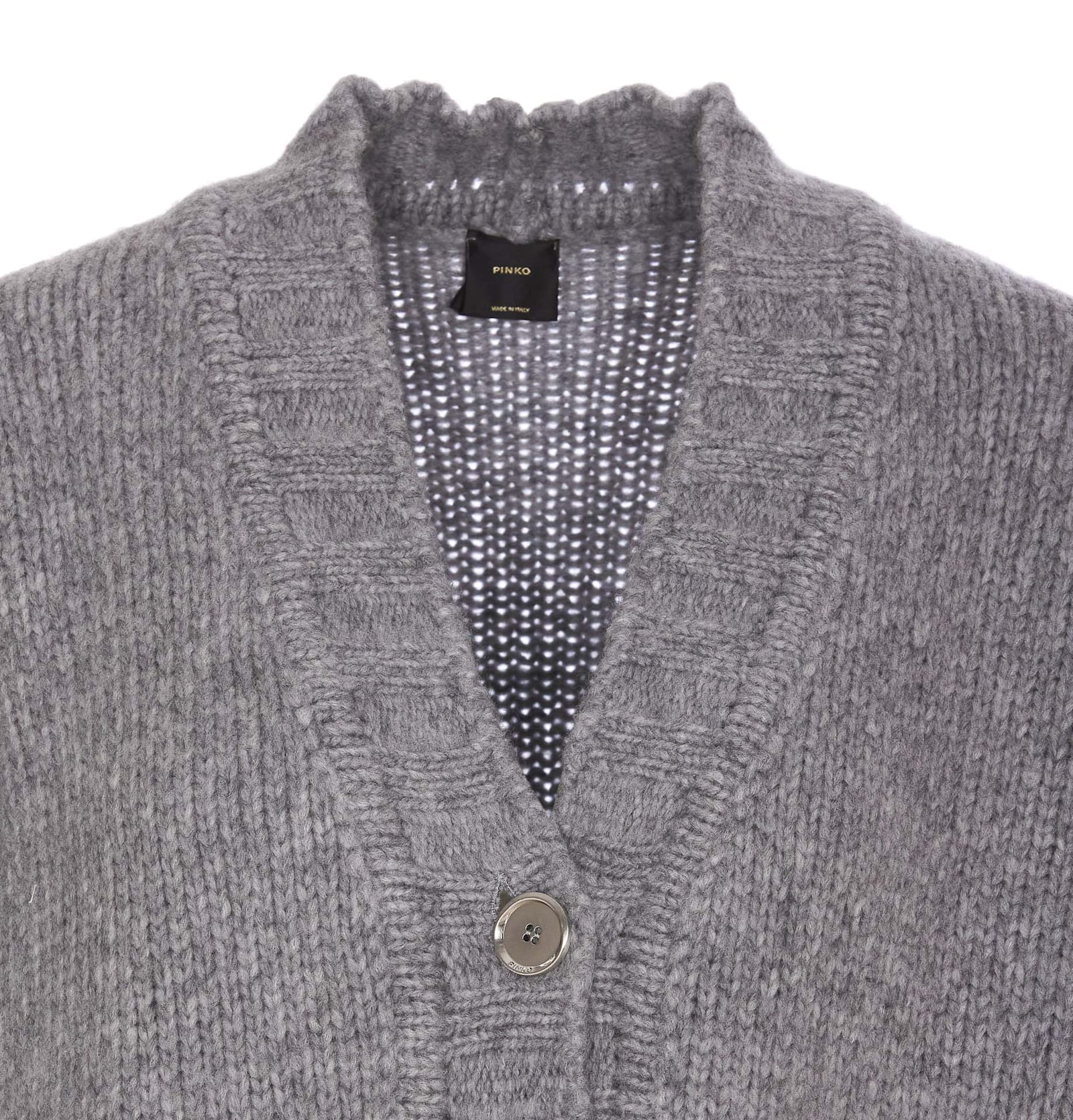 Shop Pinko Wool Cardigan In Grey