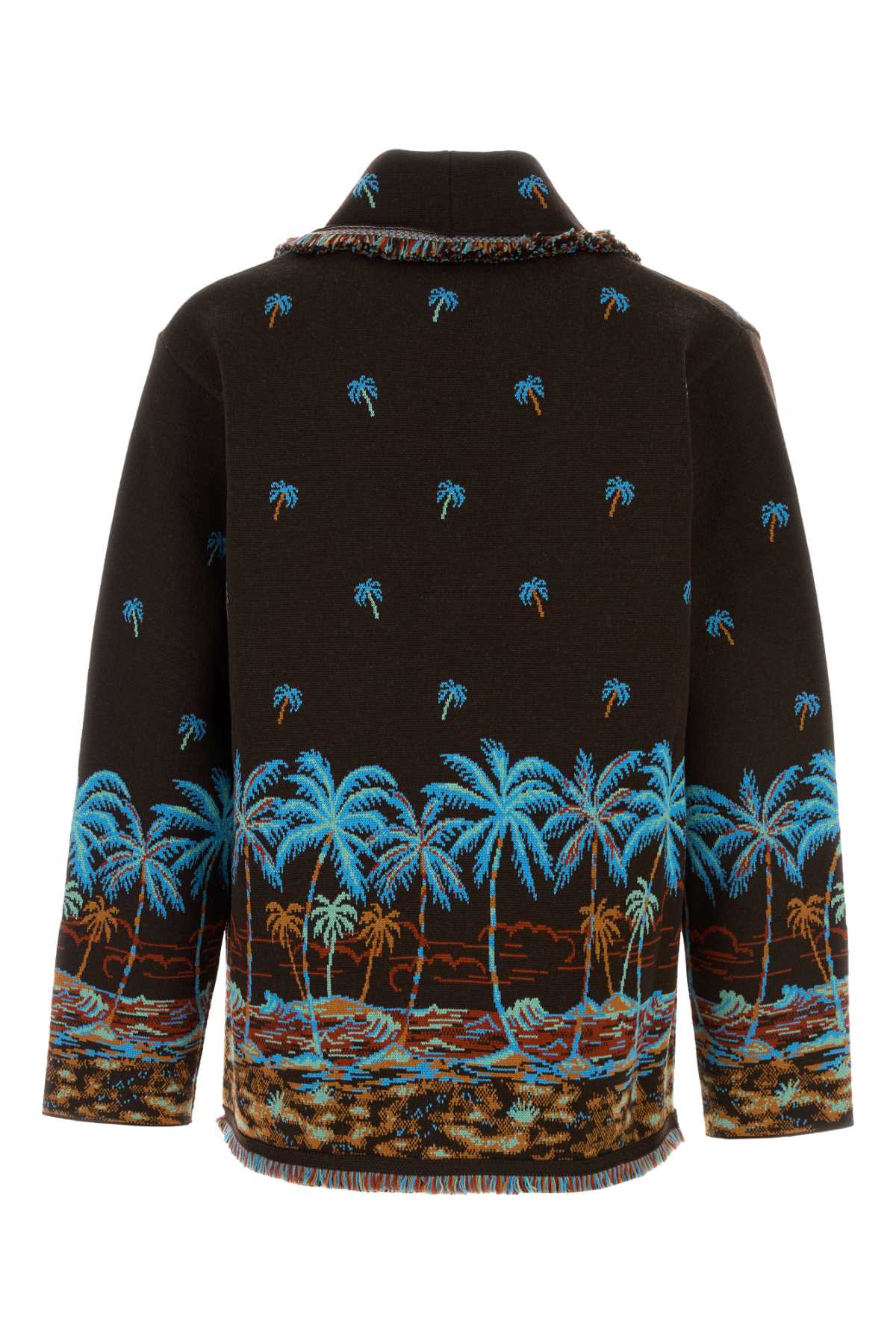 Alanui Embroidered Wool Tale Of A Hawaiian Cardigan In Coffeelin