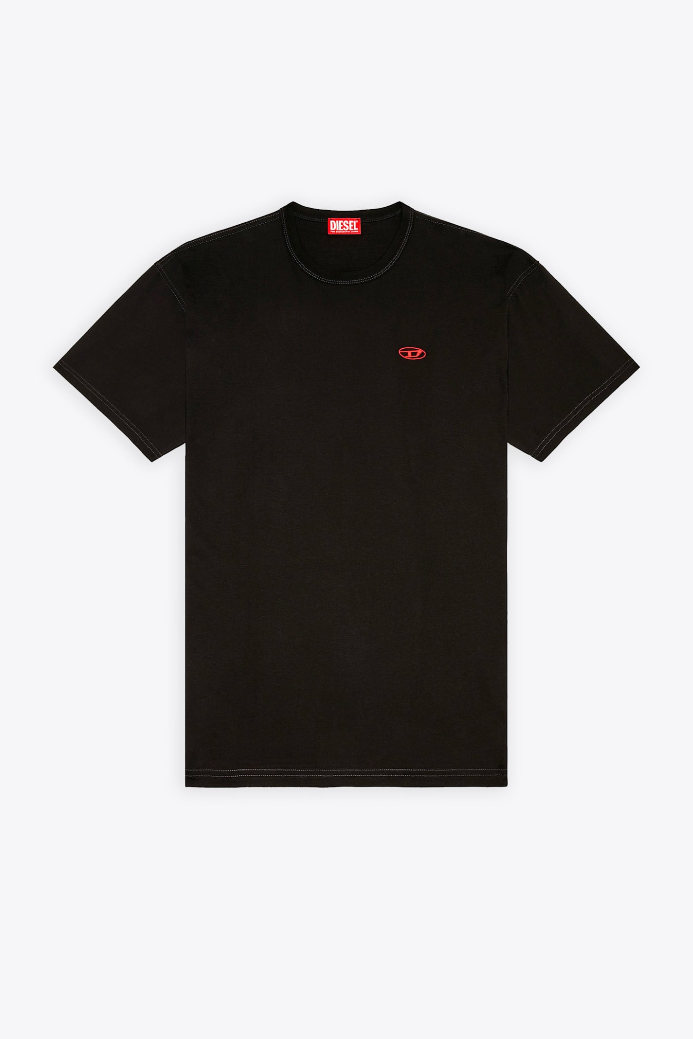 Shop Diesel T-boxt-k18 Black Cotton T-shirt With Oval D Logo At Chest And Back - T Boxt K18 In Nero