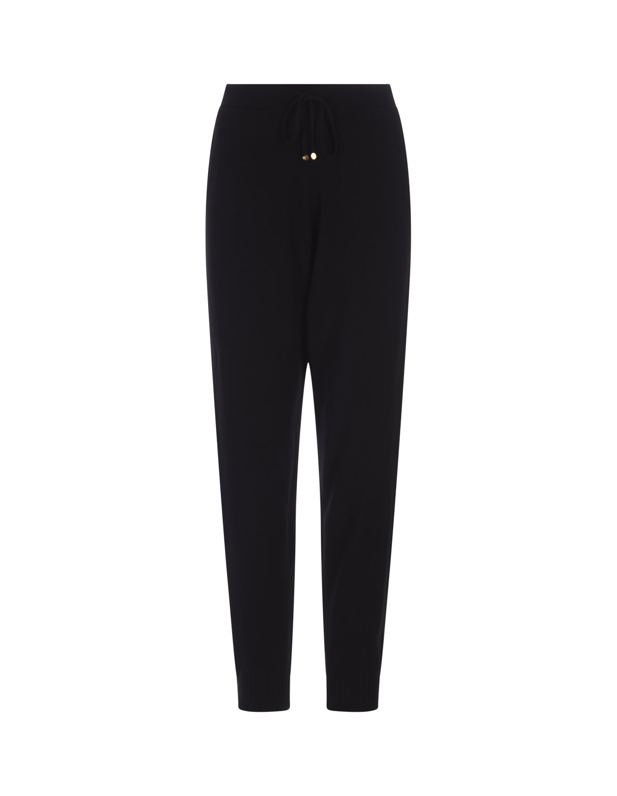 STELLA MCCARTNEY BLACK TROUSERS WITH ANKLES IN FINE KNIT STAR ICONIC