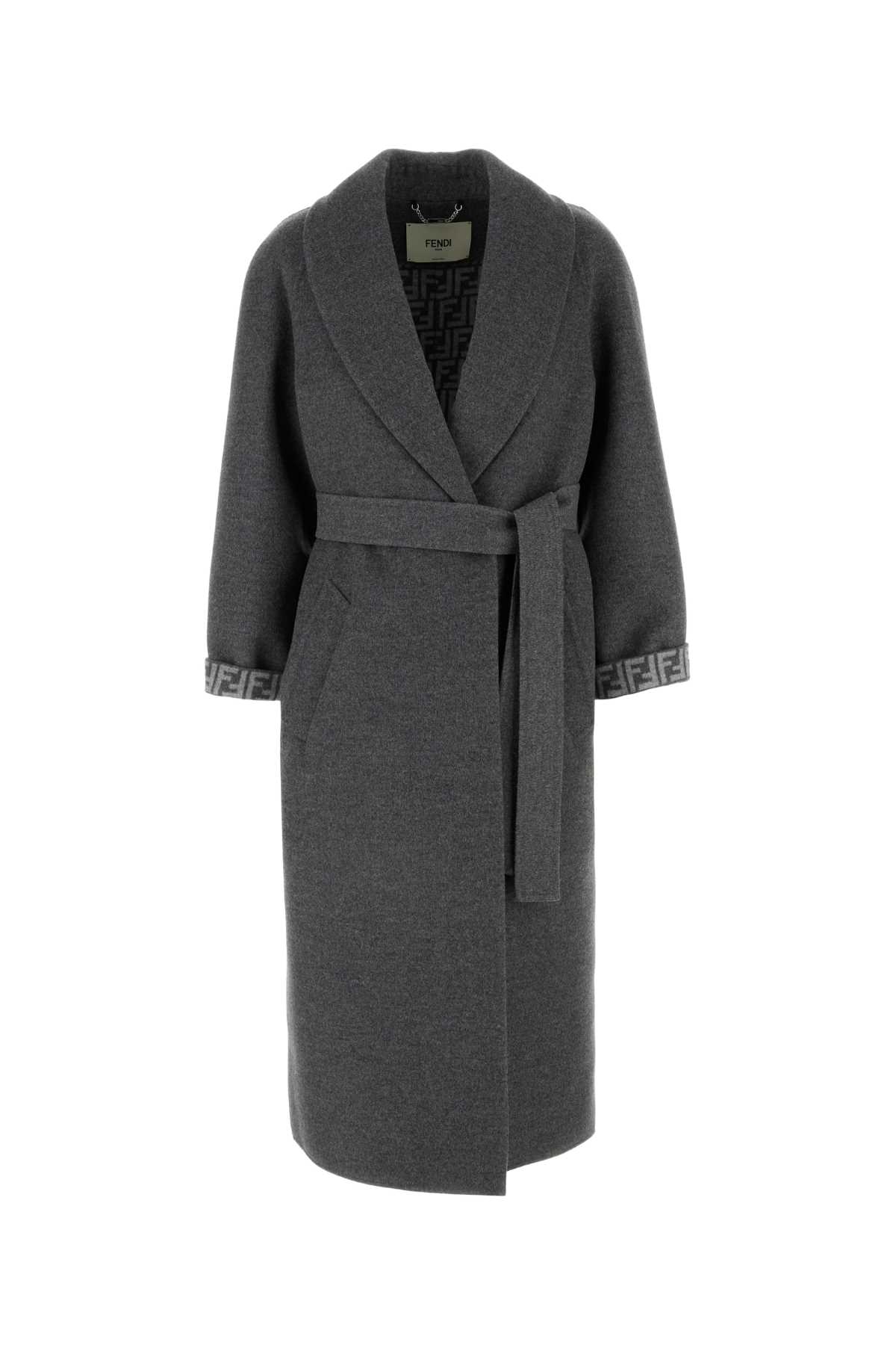 Shop Fendi Dark Grey Wool Blend Coat In Pete