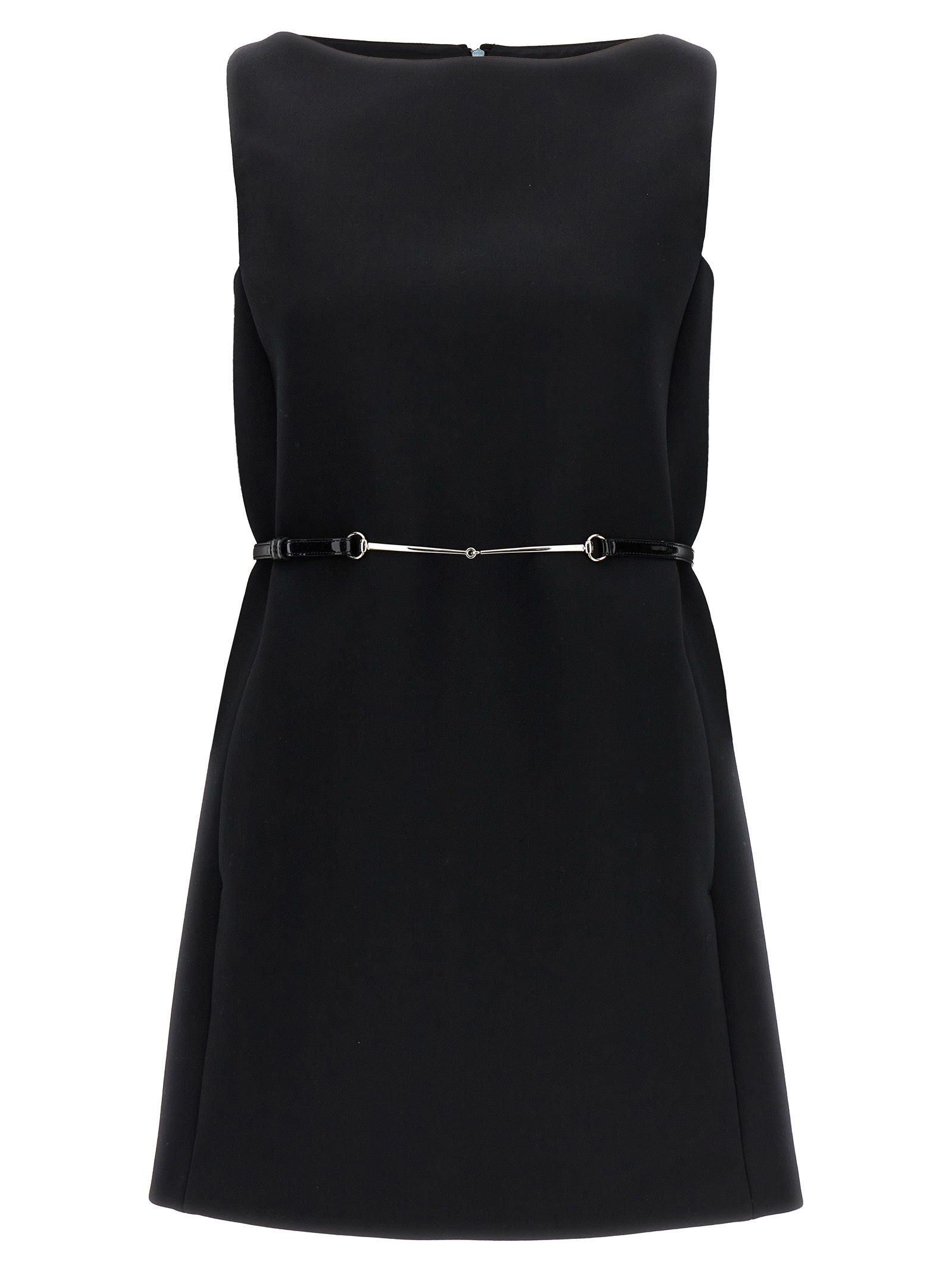 Shop Gucci Horsebit Belt Dress In Black