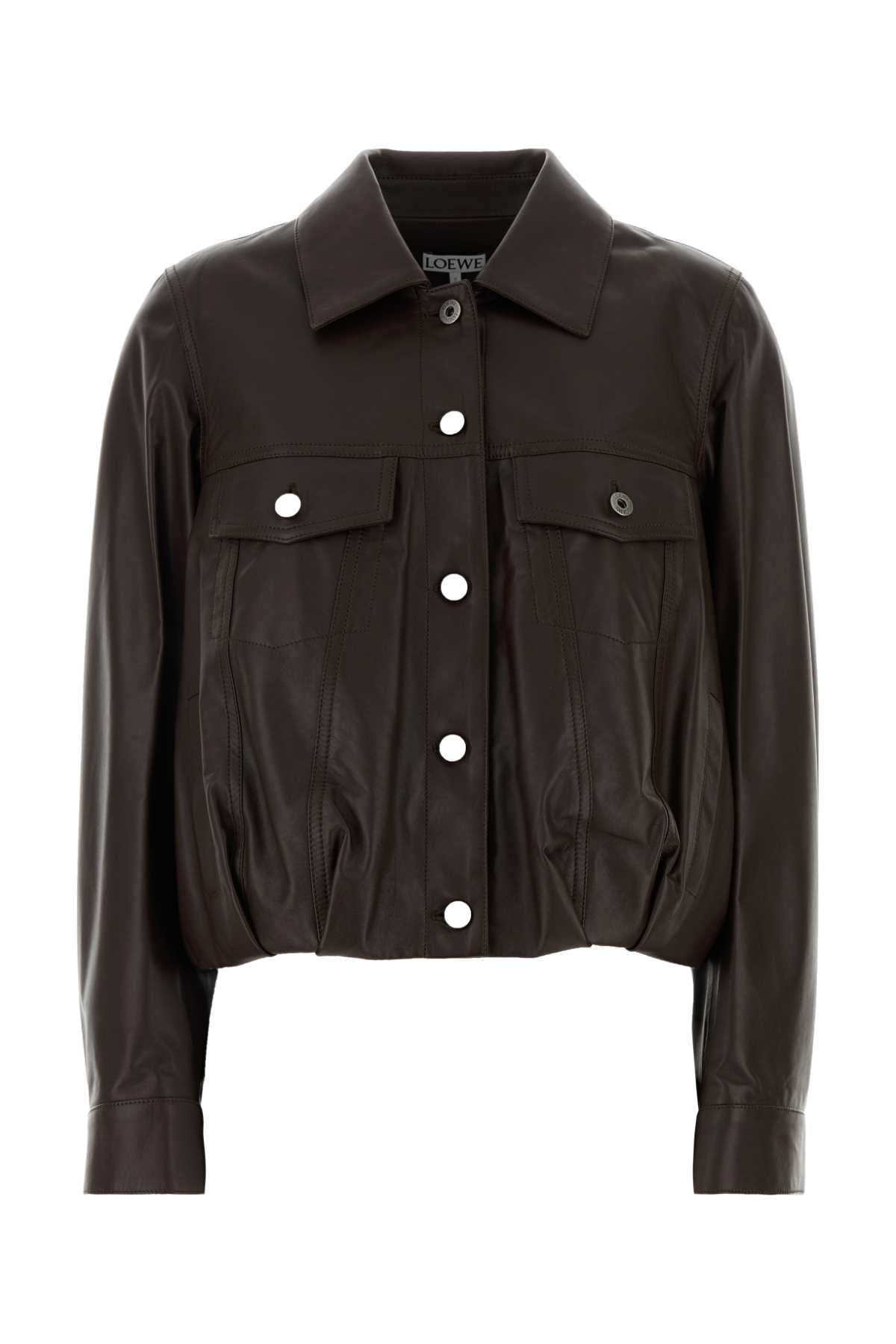 Loewe Chocolate Leather Jacket In Brown