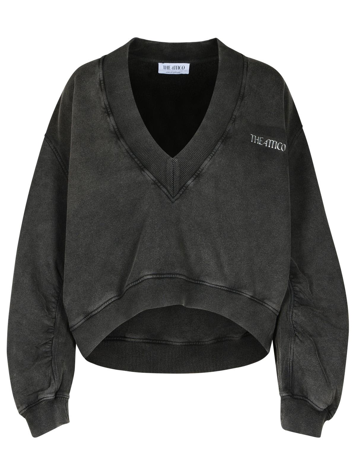 Shop Attico Gray Cotton Sweatshirt In Faded Black