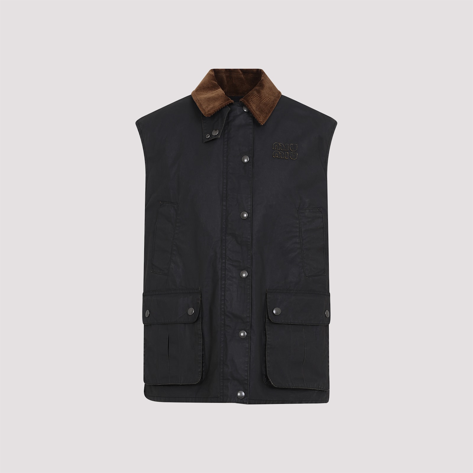 Miu Miu Corduroy Collar Jacket In Black