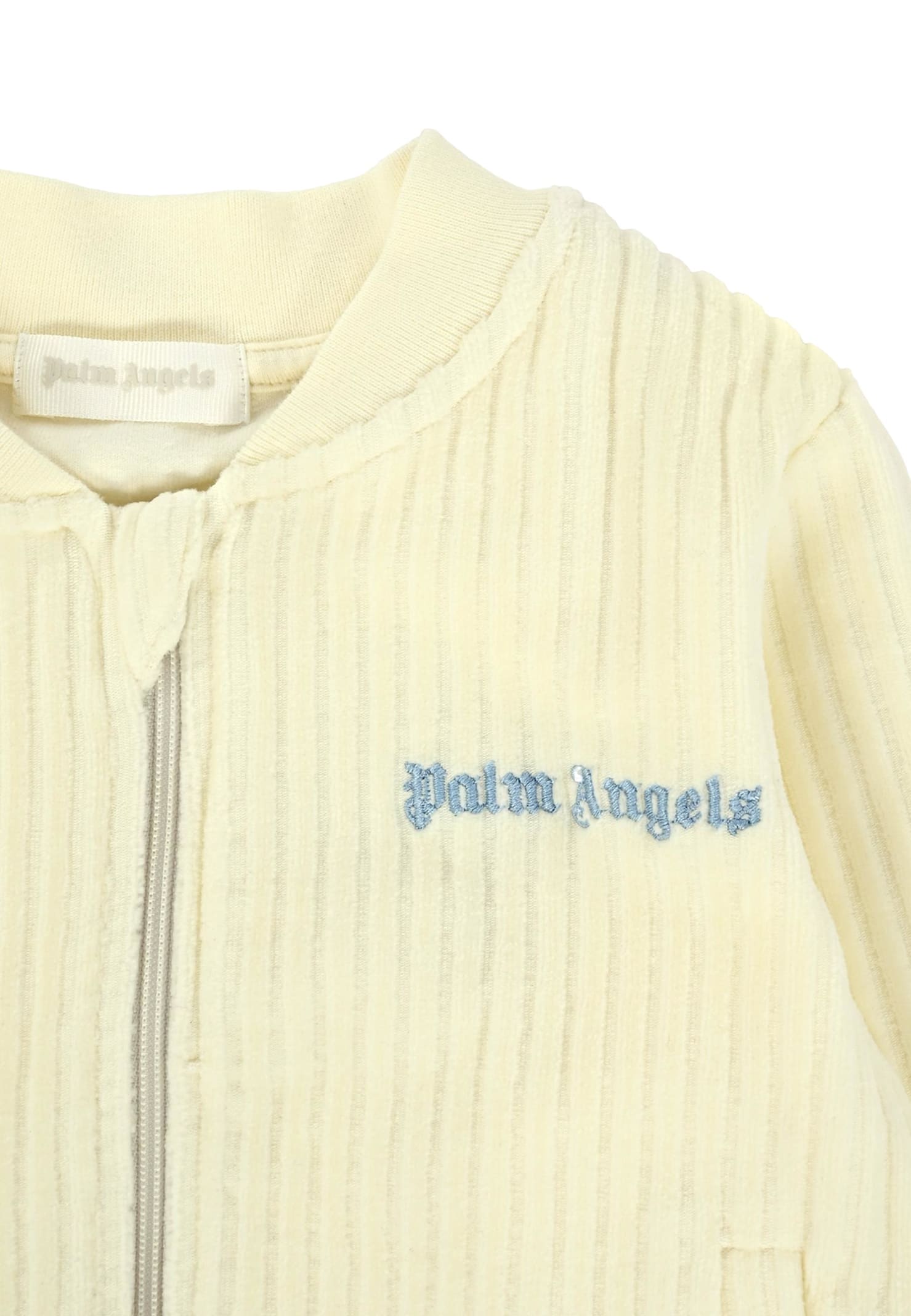 Palm Angels Ivory Sweatshirt For Baby Boy With Logo In Yellow