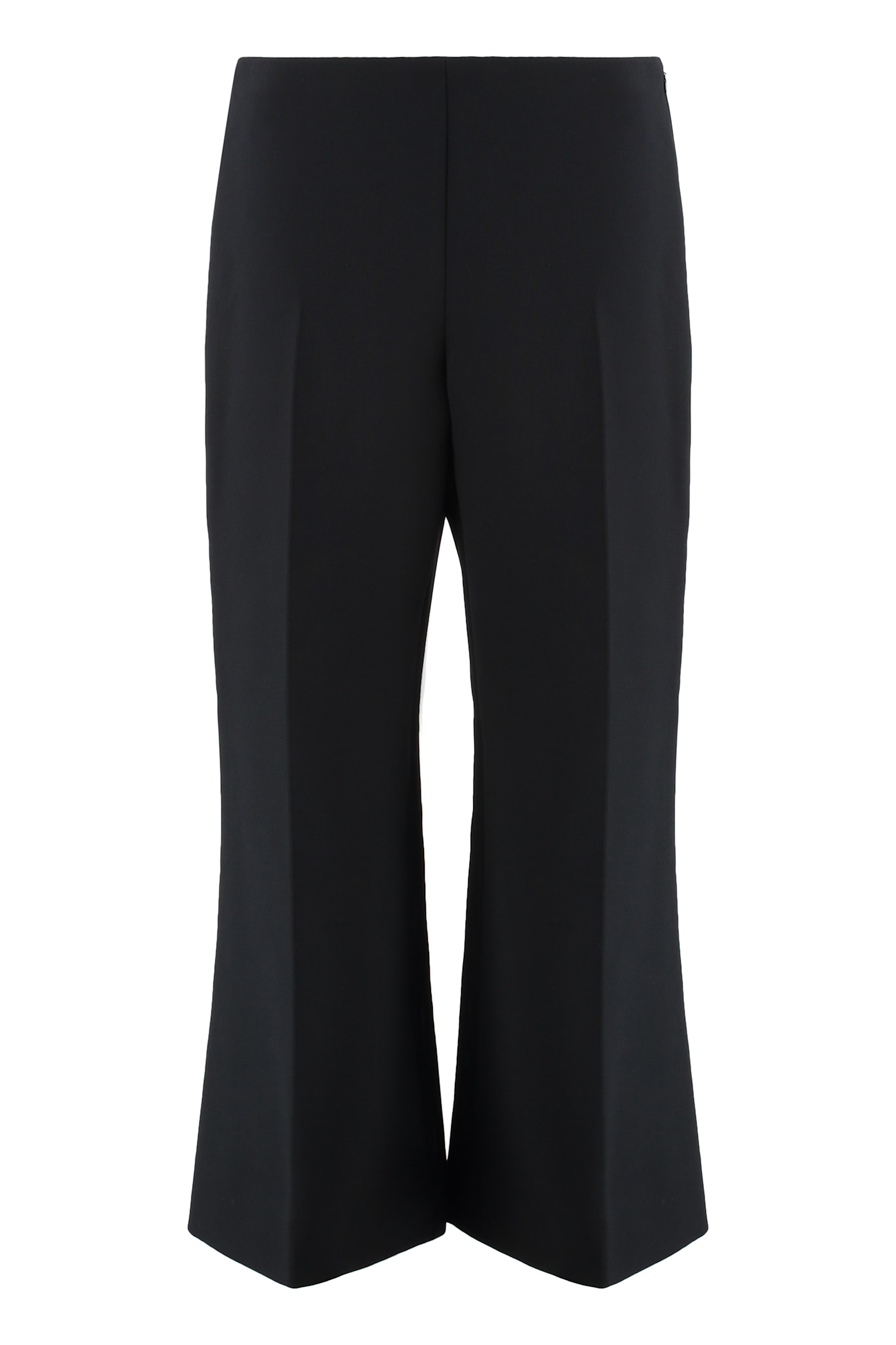 Khaite Walter Double Face Crepe Kick Flare Crop Pants In Black