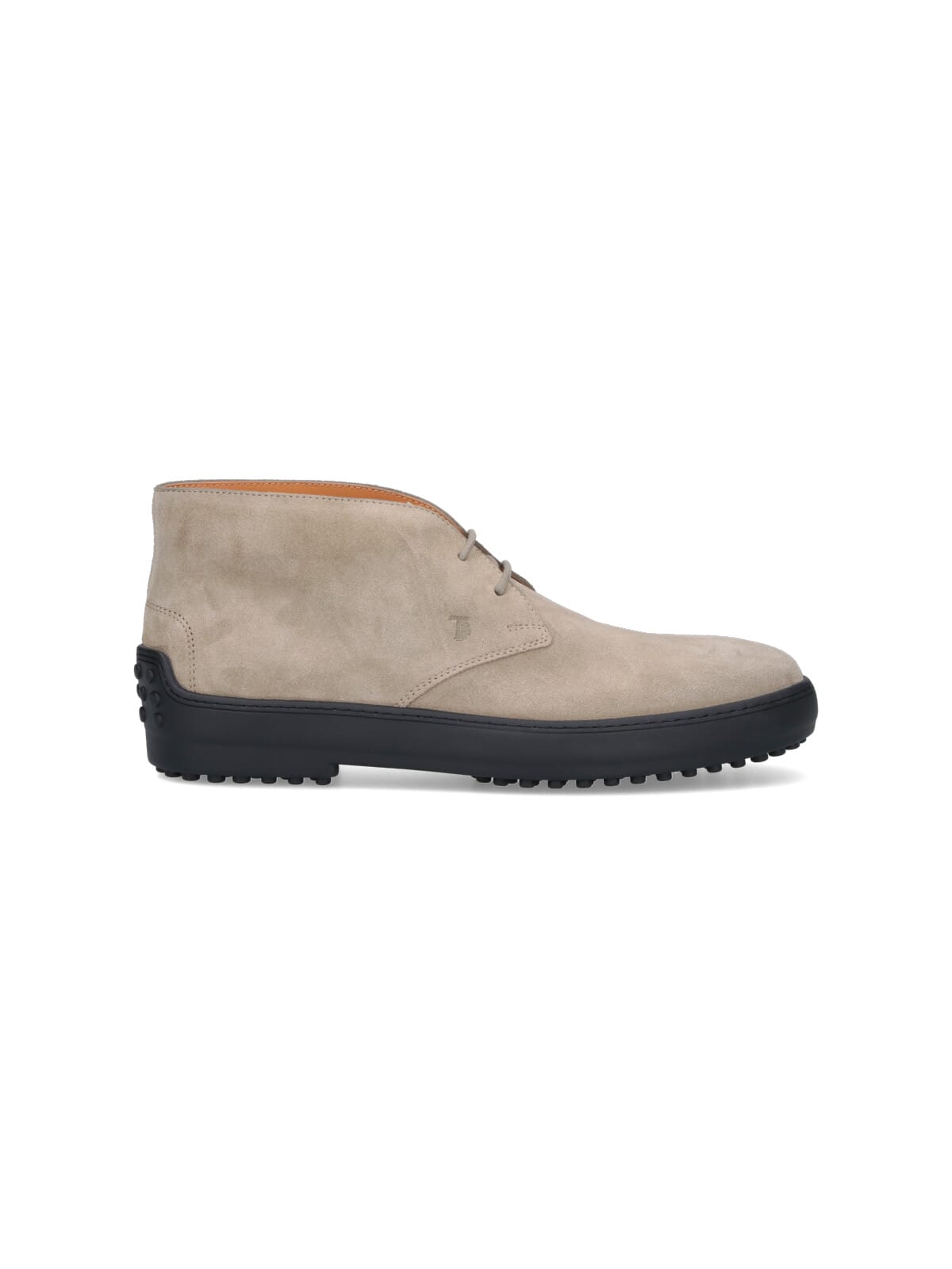 Tod's Suede Ankle Boots With Textured Rubber Sole In Neutral