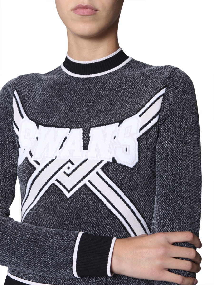 Shop Off-white Cropped Sweater In Charcoal
